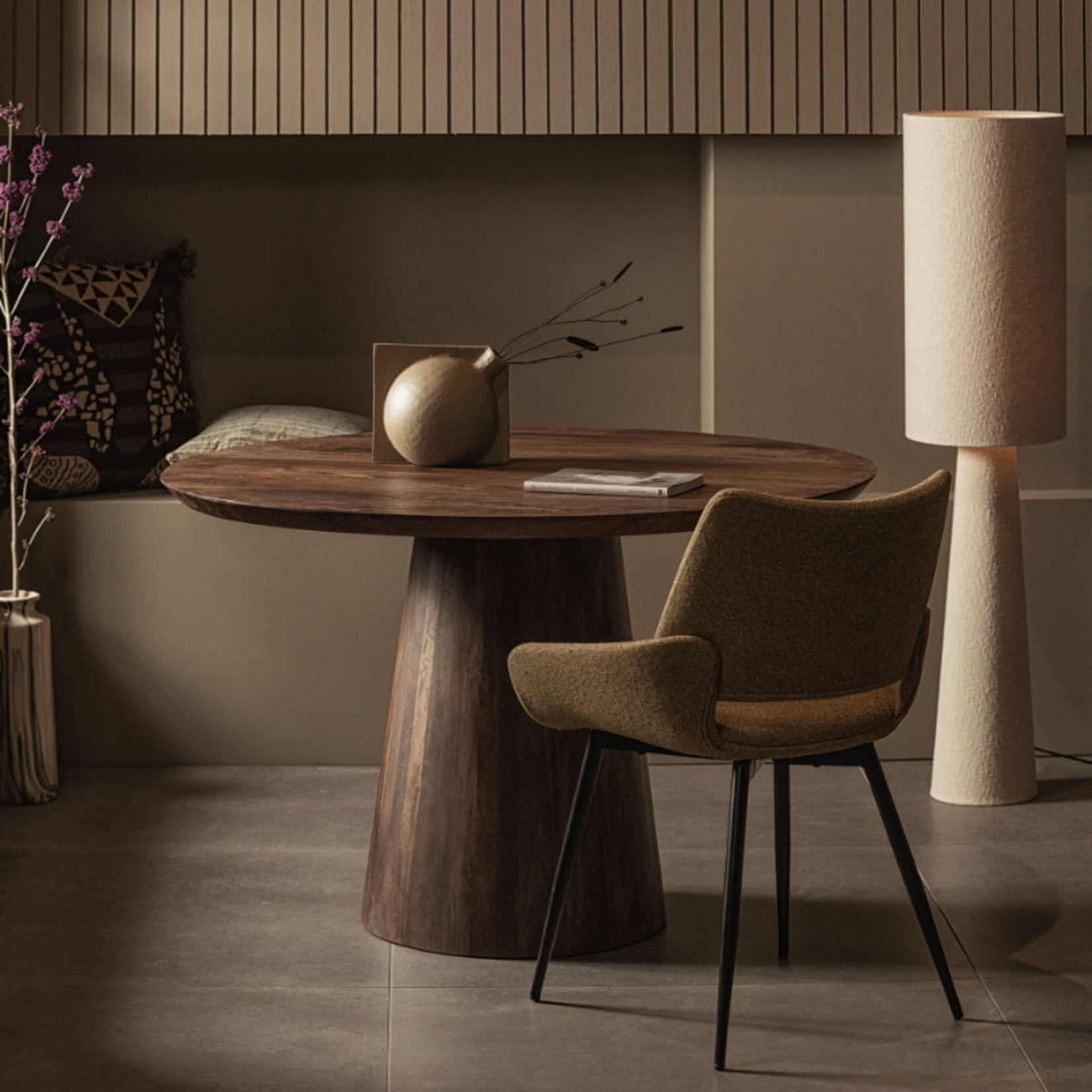 -- Loft vloerlamp metaal/bouclé naturel 130xø30cm