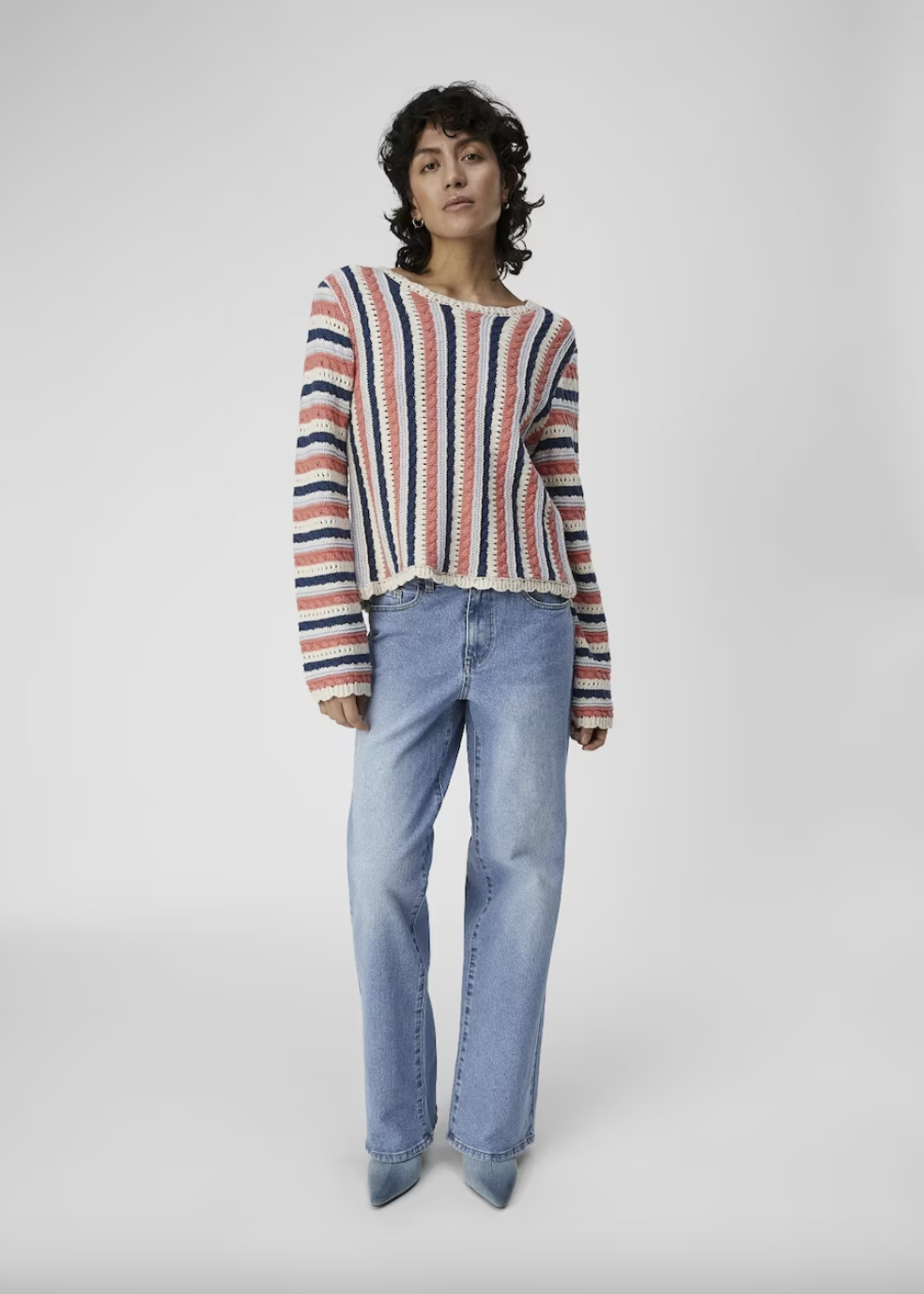 OBJECT OBJECT - Pullover Jelani gebreid  georgia peach stripes