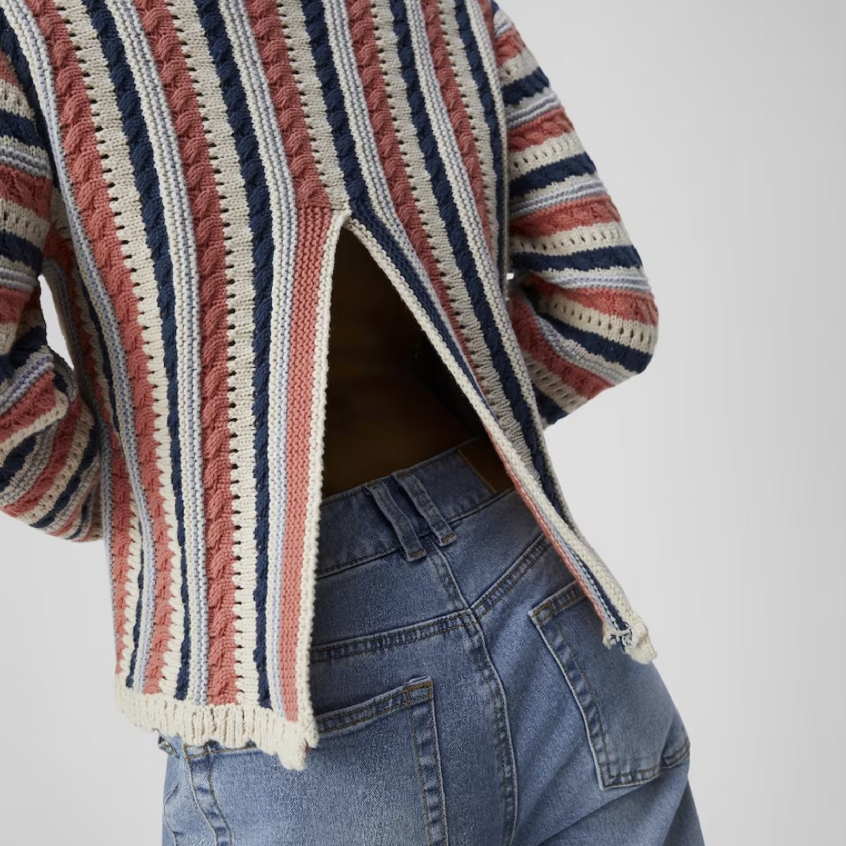 OBJECT OBJECT - Pullover Jelani gebreid  georgia peach stripes MAAT L