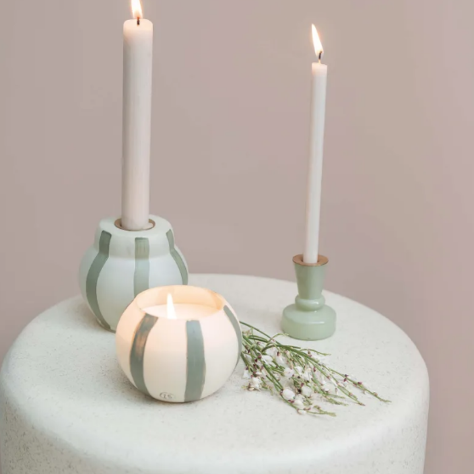 ZUSSS ZUSSS - Glazen kandelaartje S saliegroen