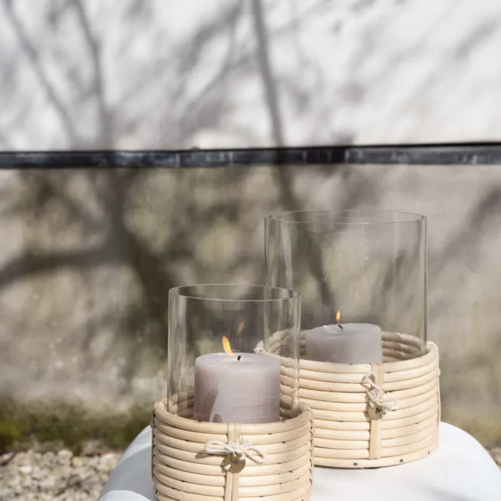 ZUSSS ZUSSS - Windlicht glas met rotan Ø12X16CM