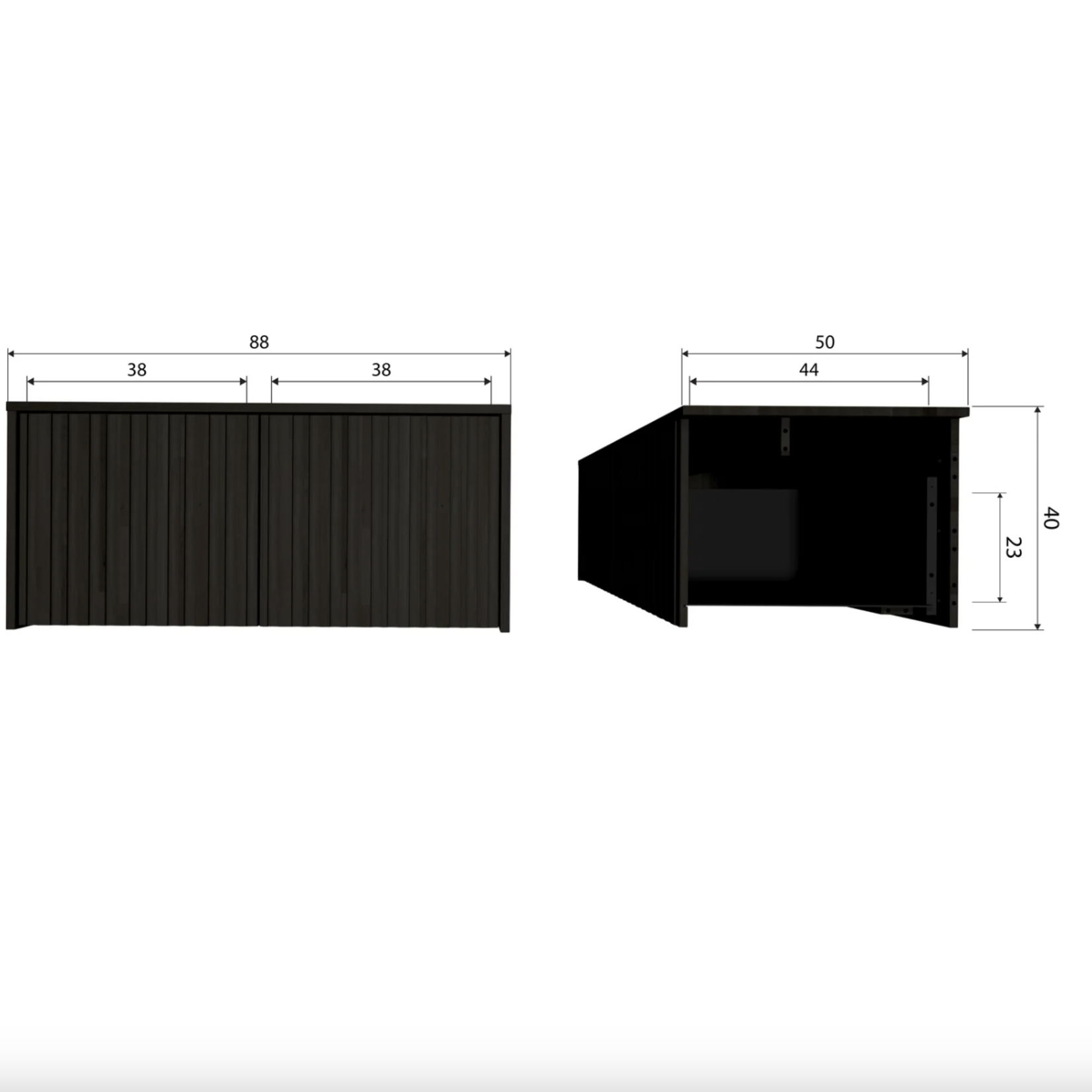 WOOOD EXCLUSIVE WOOOD - New gravure kistbank grenen zwart