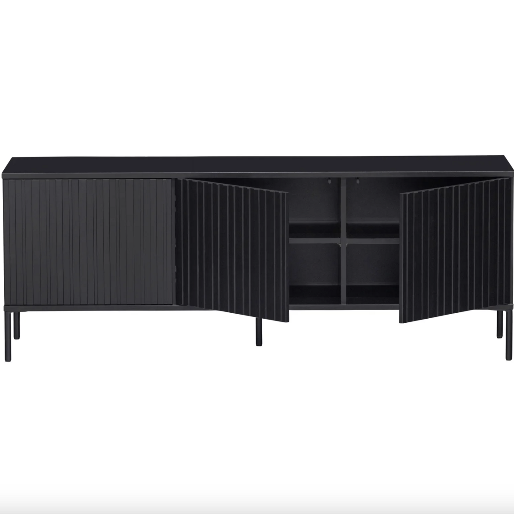 WOOOD EXCLUSIVE WOOOD - New gravure tv meubel 150 cm grenen zwart [fsc]