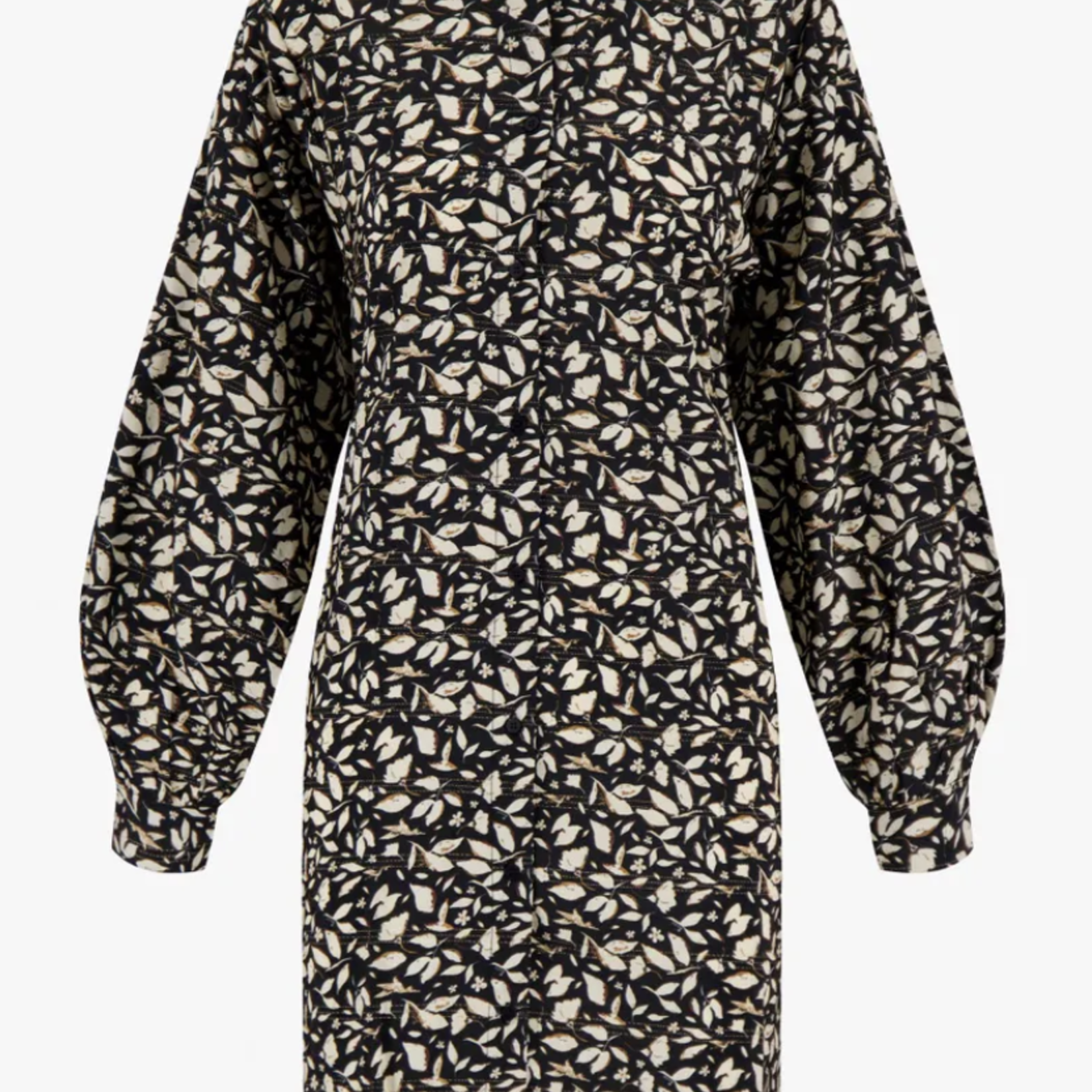 ZUSSS ZUSSS - Jurk blaadjes print met lurex zwart