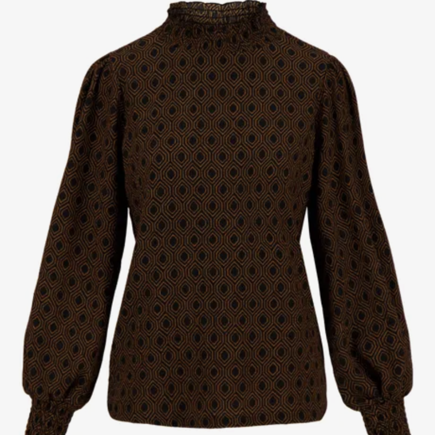 ZUSSS ZUSSS - Col met blockprint zwart/camel