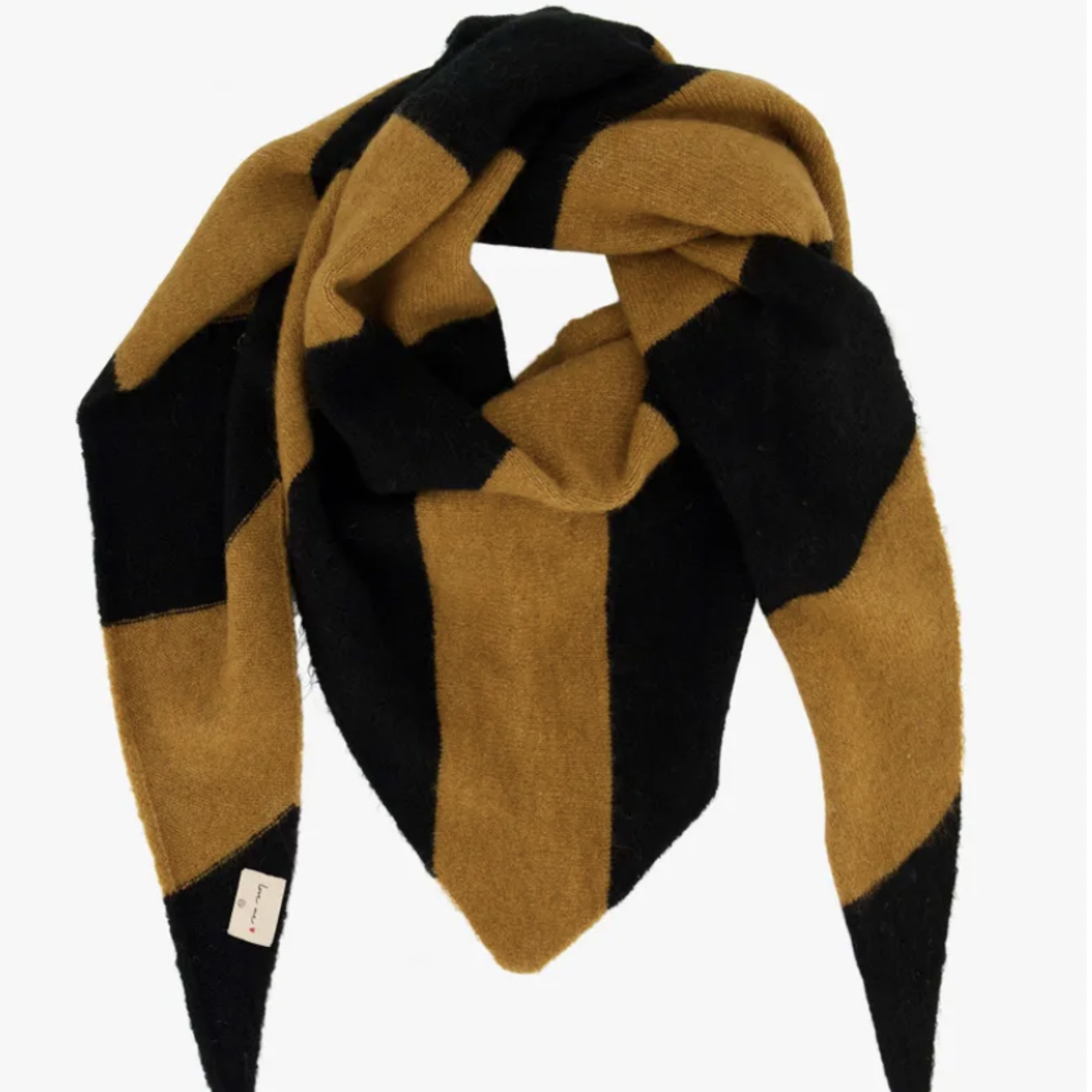 ZUSSS ZUSSS - Sjaal triangle met streep zwart/camel