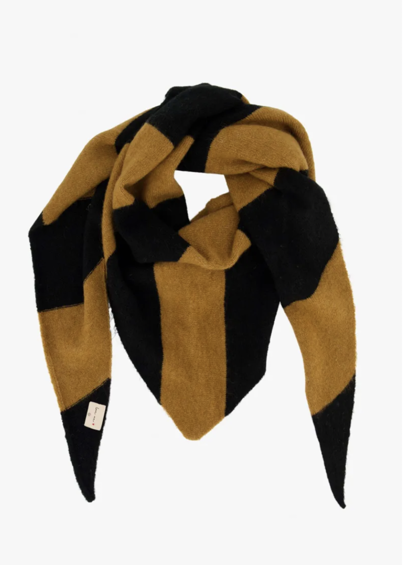 ZUSSS ZUSSS - Sjaal triangle met streep zwart/camel