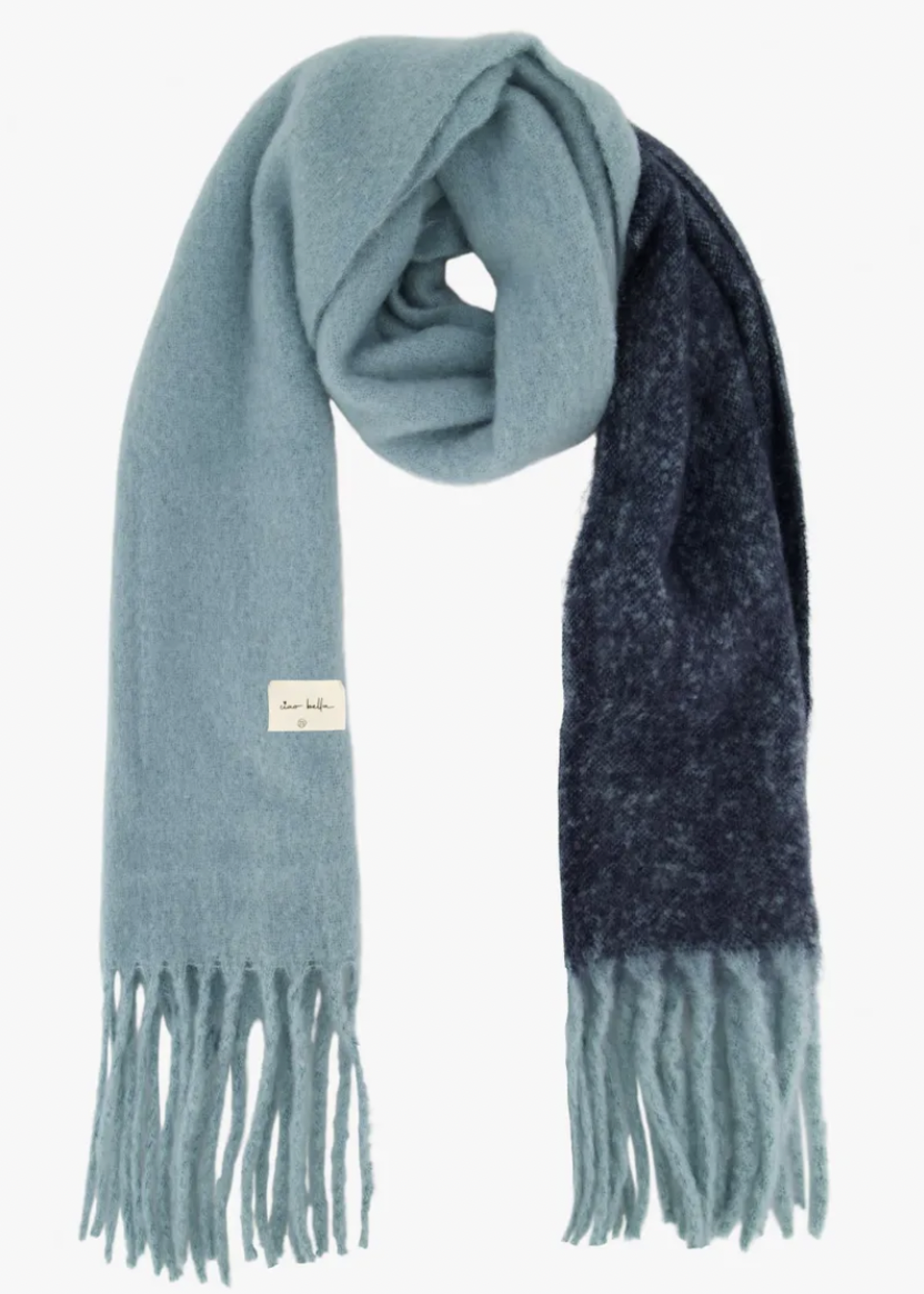 ZUSSS ZUSSS - Sjaal colorblock grijsblauw/donkerblauw