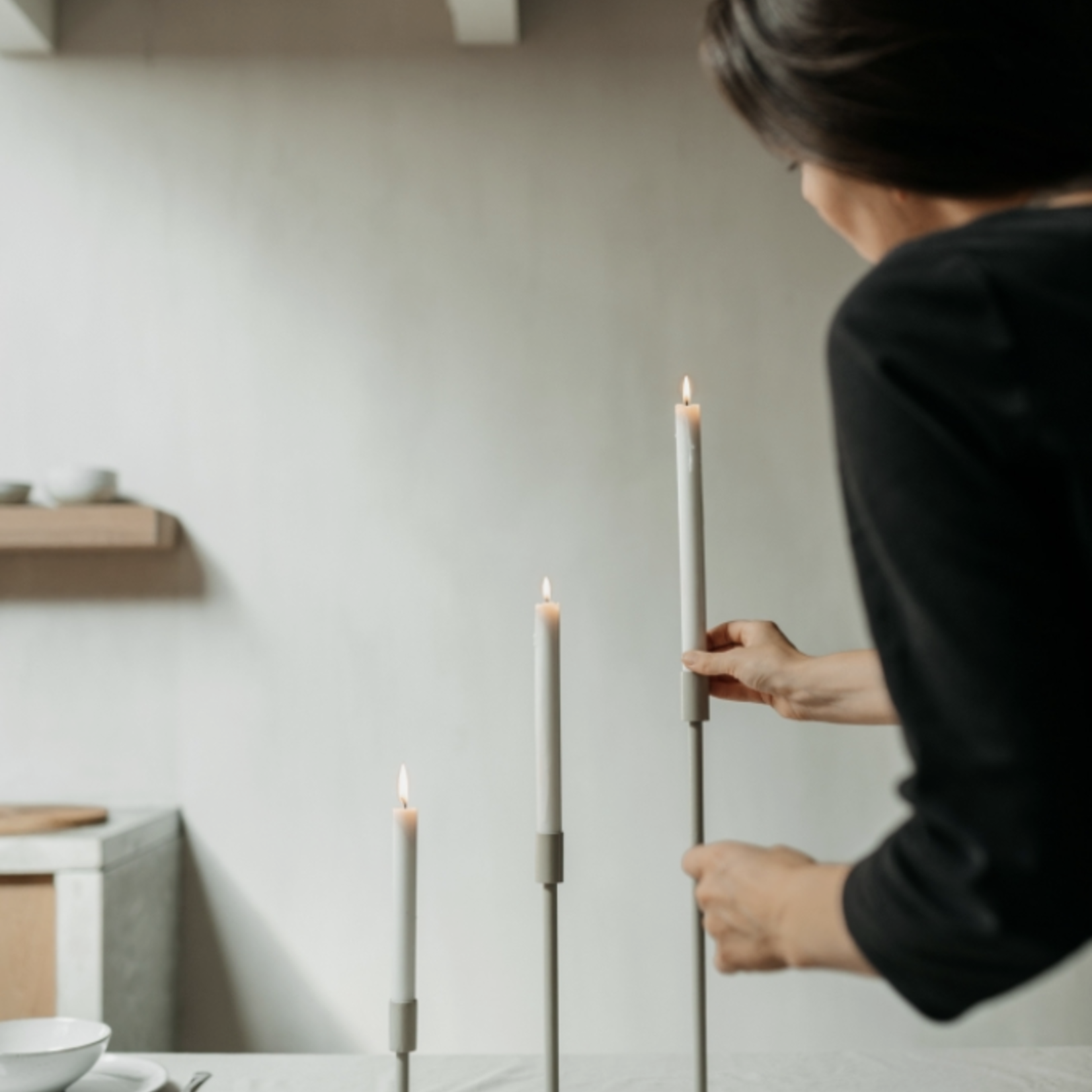 LEEFF LEEFF - Kandelaar cleo grijs L 45cm