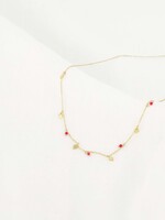 ZUSSS ZUSSS - Ketting met klavertjes roze rood