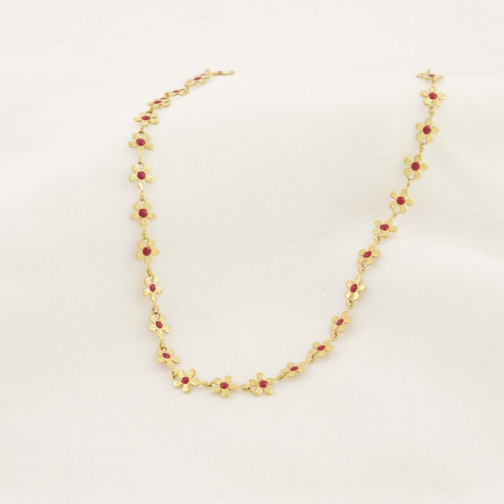 ZUSSS ZUSSS - Ketting met bloemen roze rood