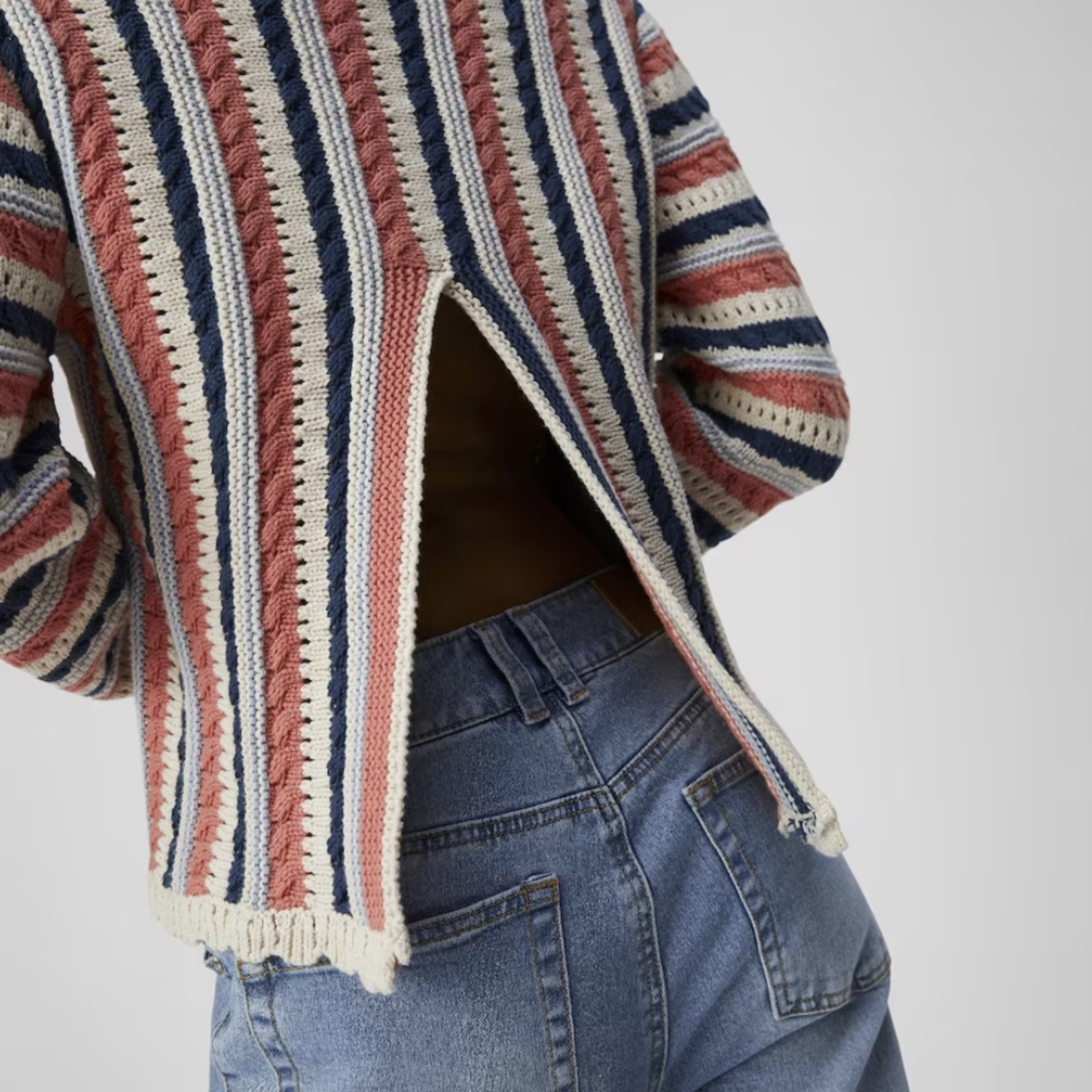 OBJECT OBJECT - Pullover Jelani gebreid  georgia peach stripes MAAT L