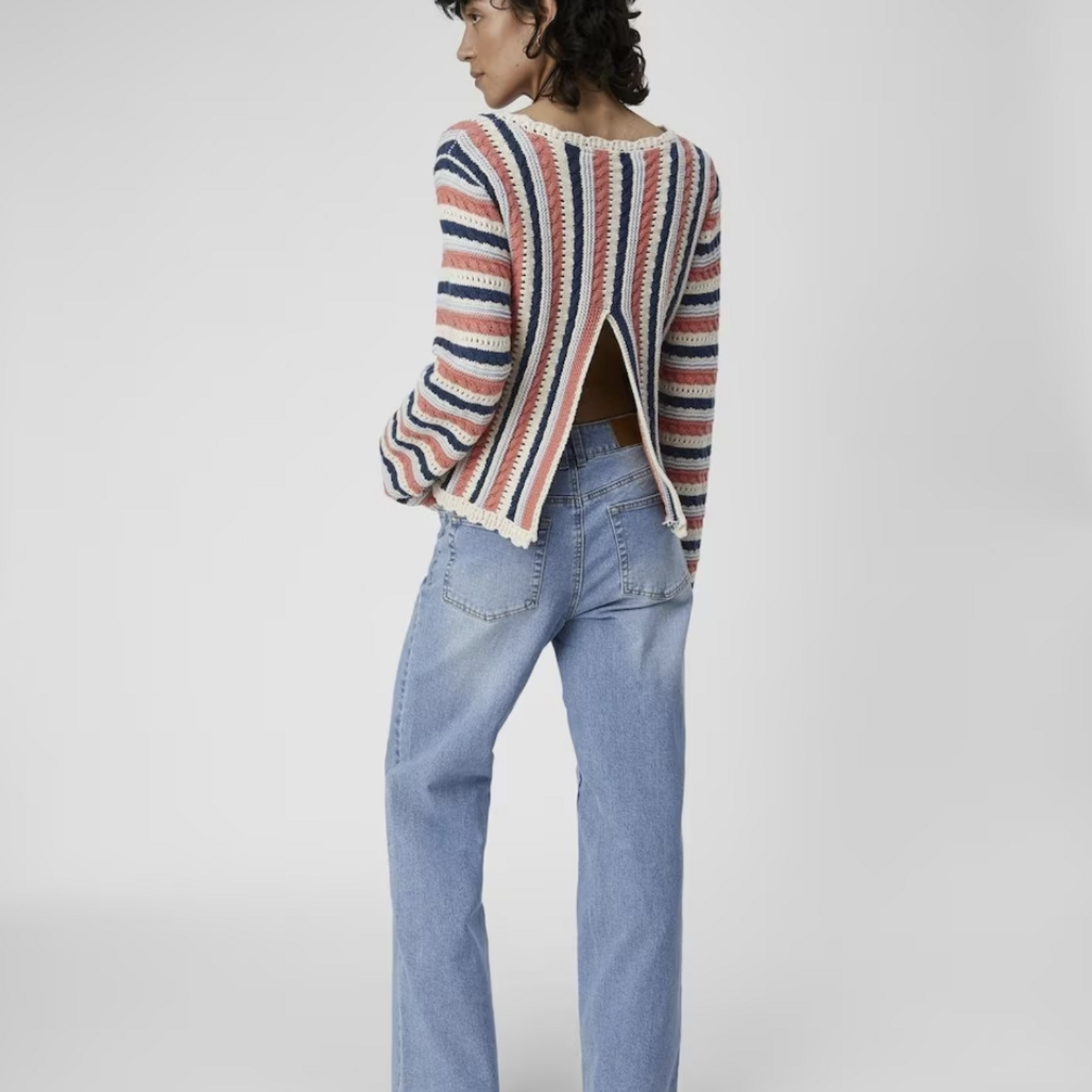 OBJECT OBJECT - Pullover Jelani gebreid  georgia peach stripes MAAT L