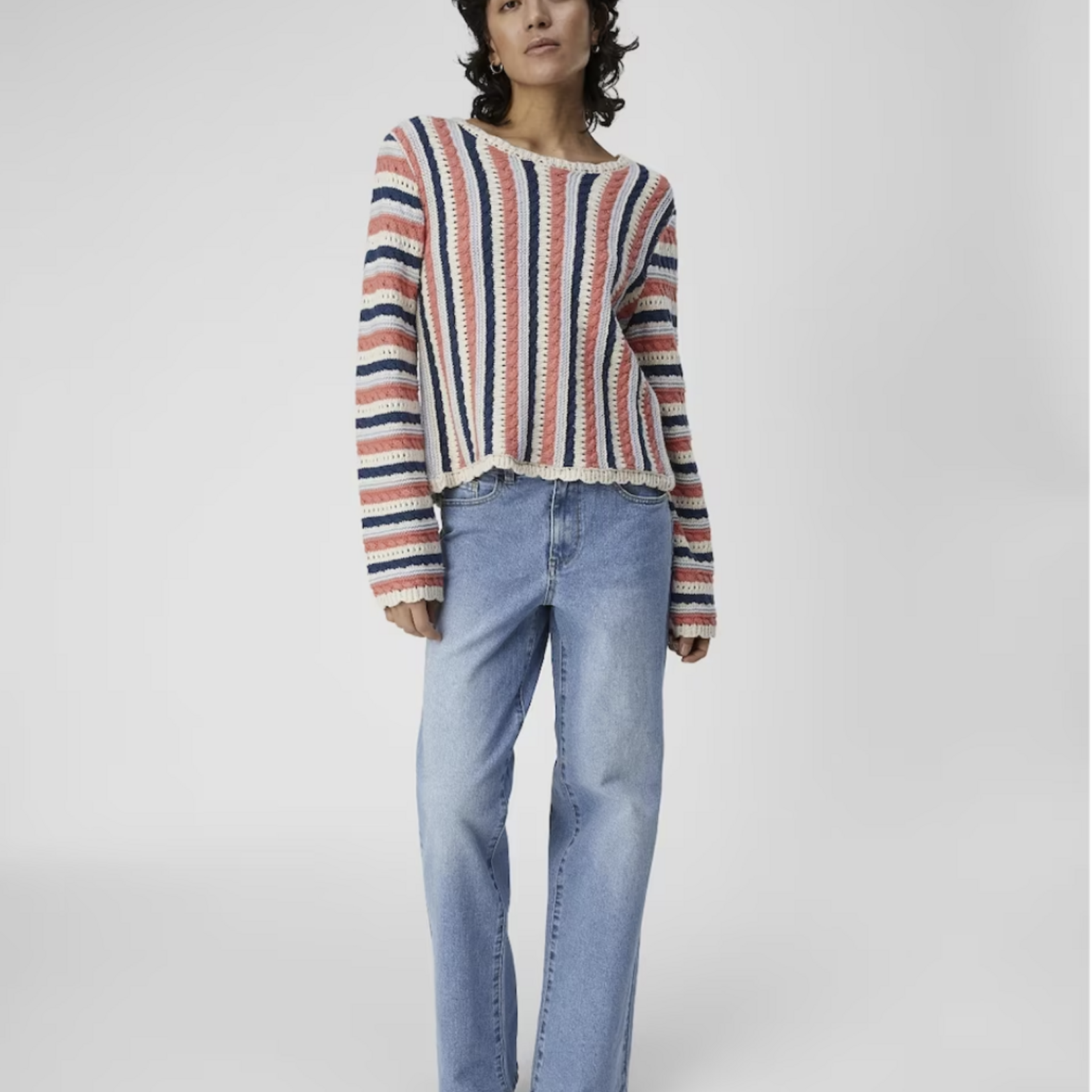 OBJECT OBJECT - Pullover Jelani gebreid  georgia peach stripes MAAT L