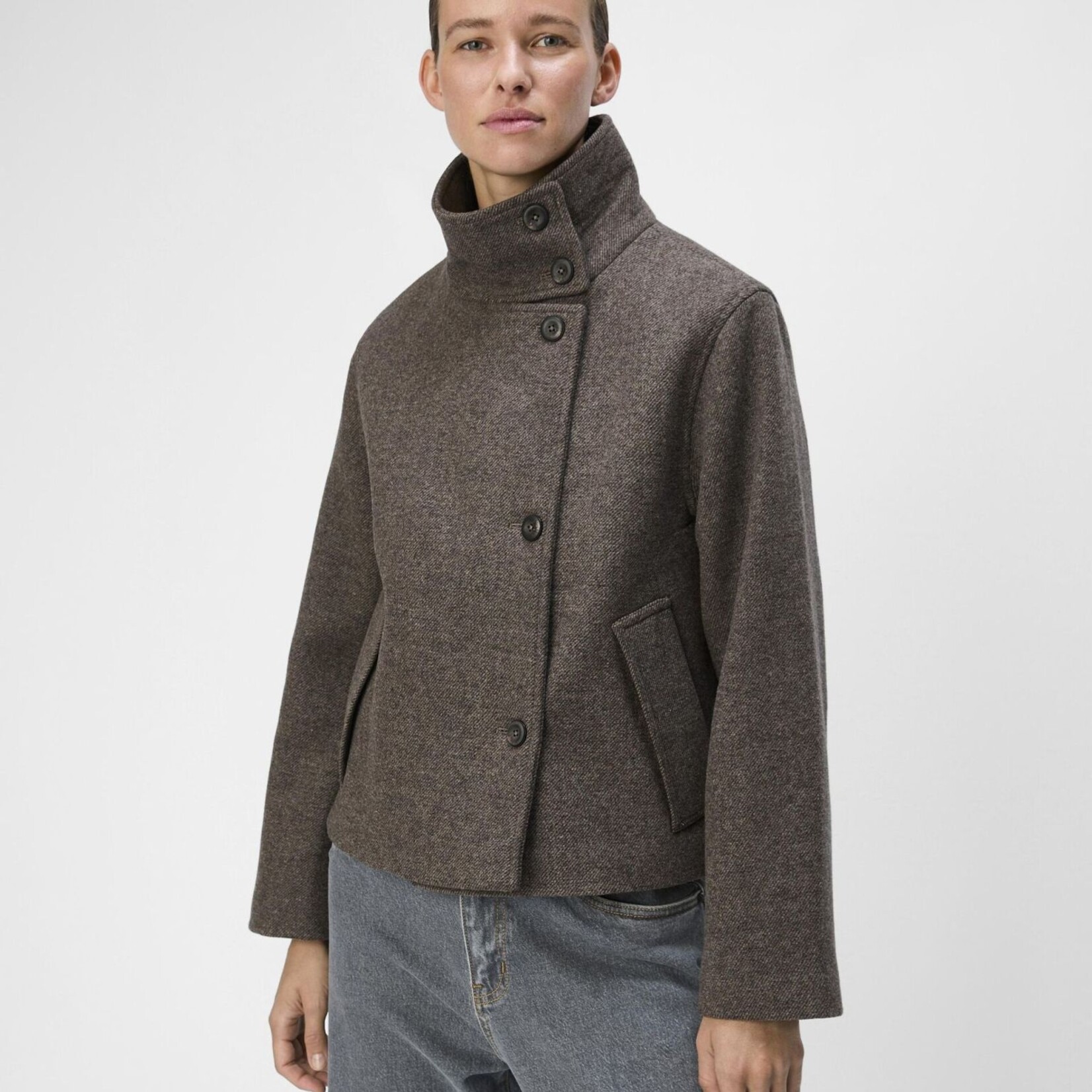 OBJECT OBJECT - Riki short coat morel melange