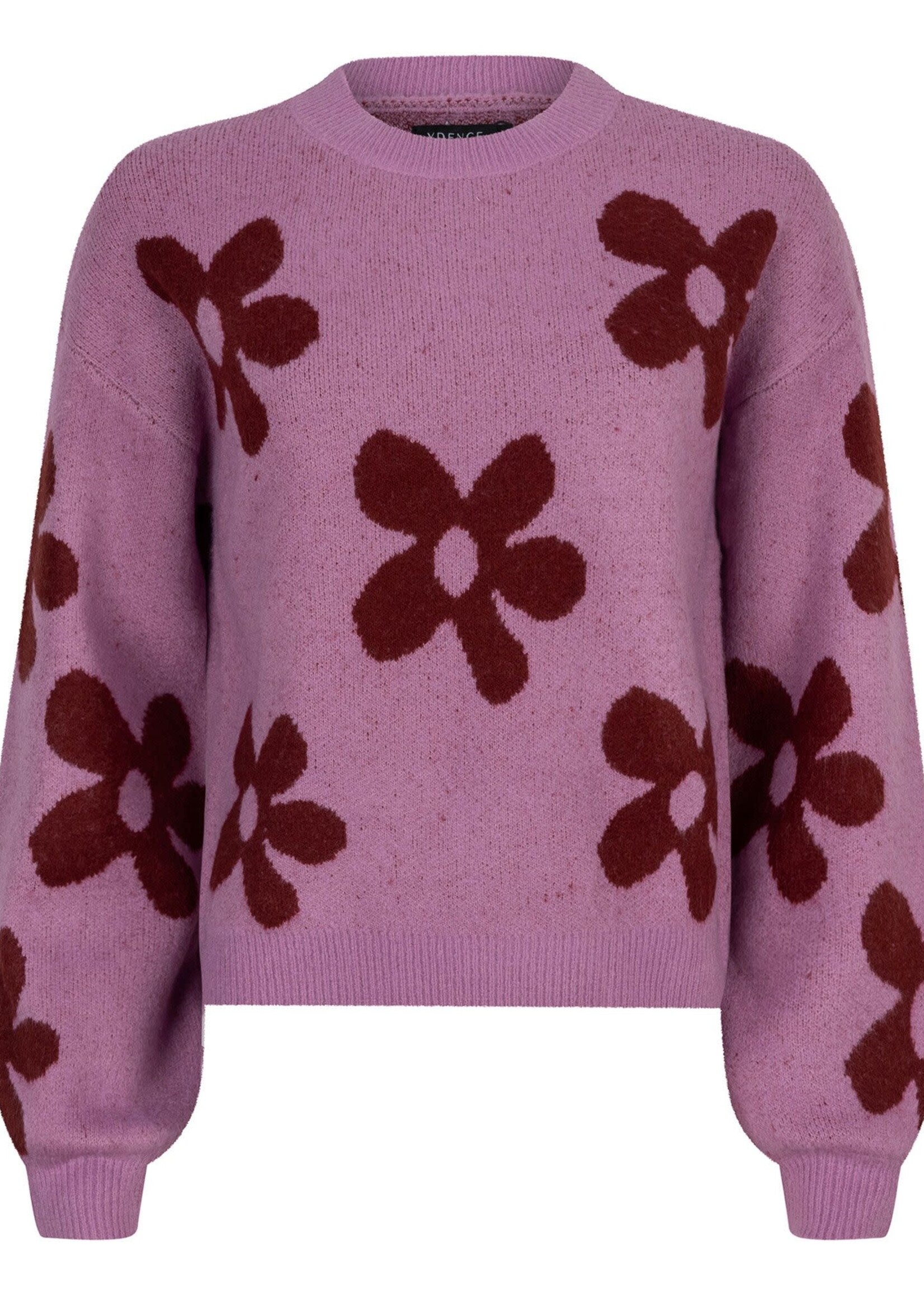 YDENCE YDENCE - Knitted sweater daisie lilac/burgundy