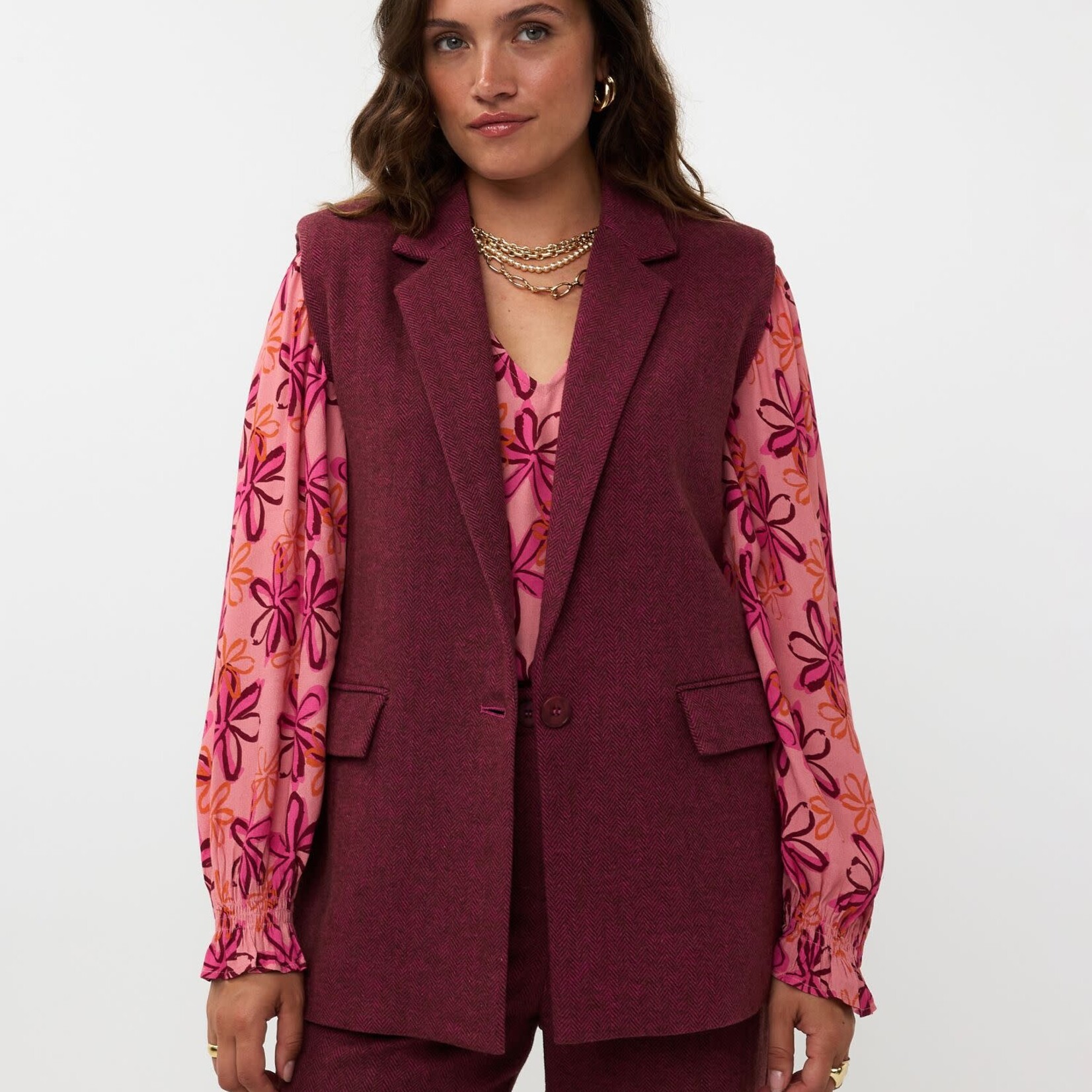 YDENCE YDENCE - Gilet Emella pink MAAT XS