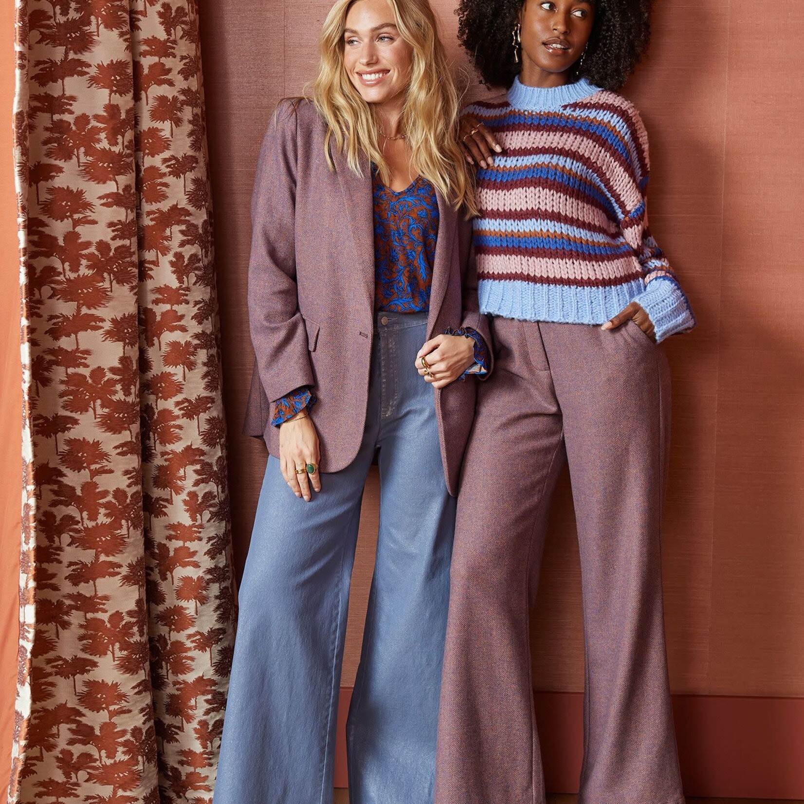 YDENCE YDENCE - Top Merel blue/brown flower