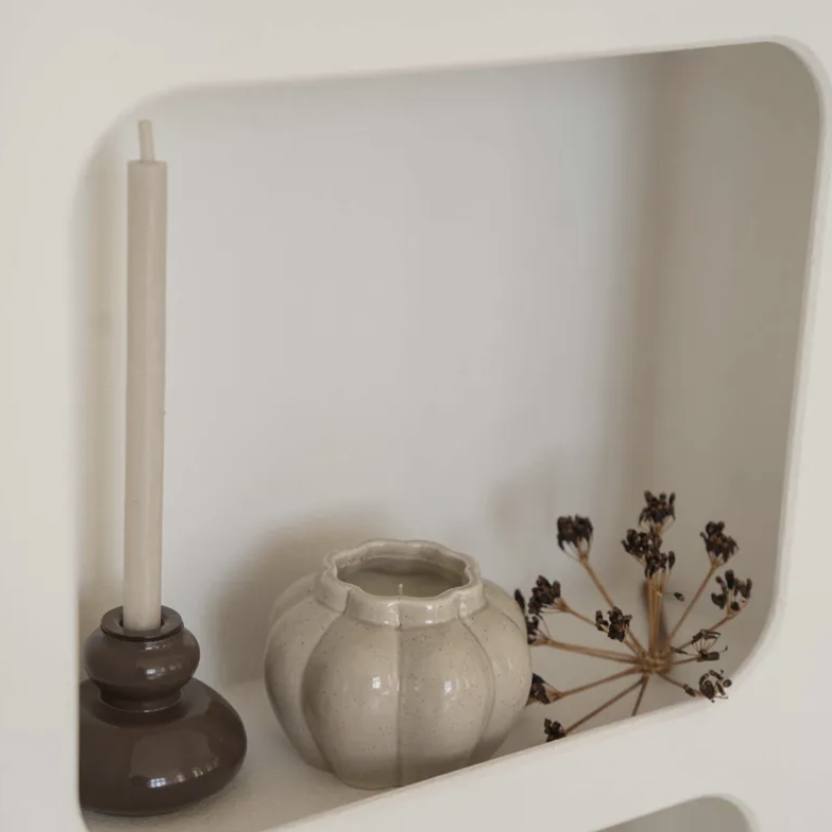 ZUSSS ZUSSS - Glazen kandelaar warm grijs/bruin  5,5cm