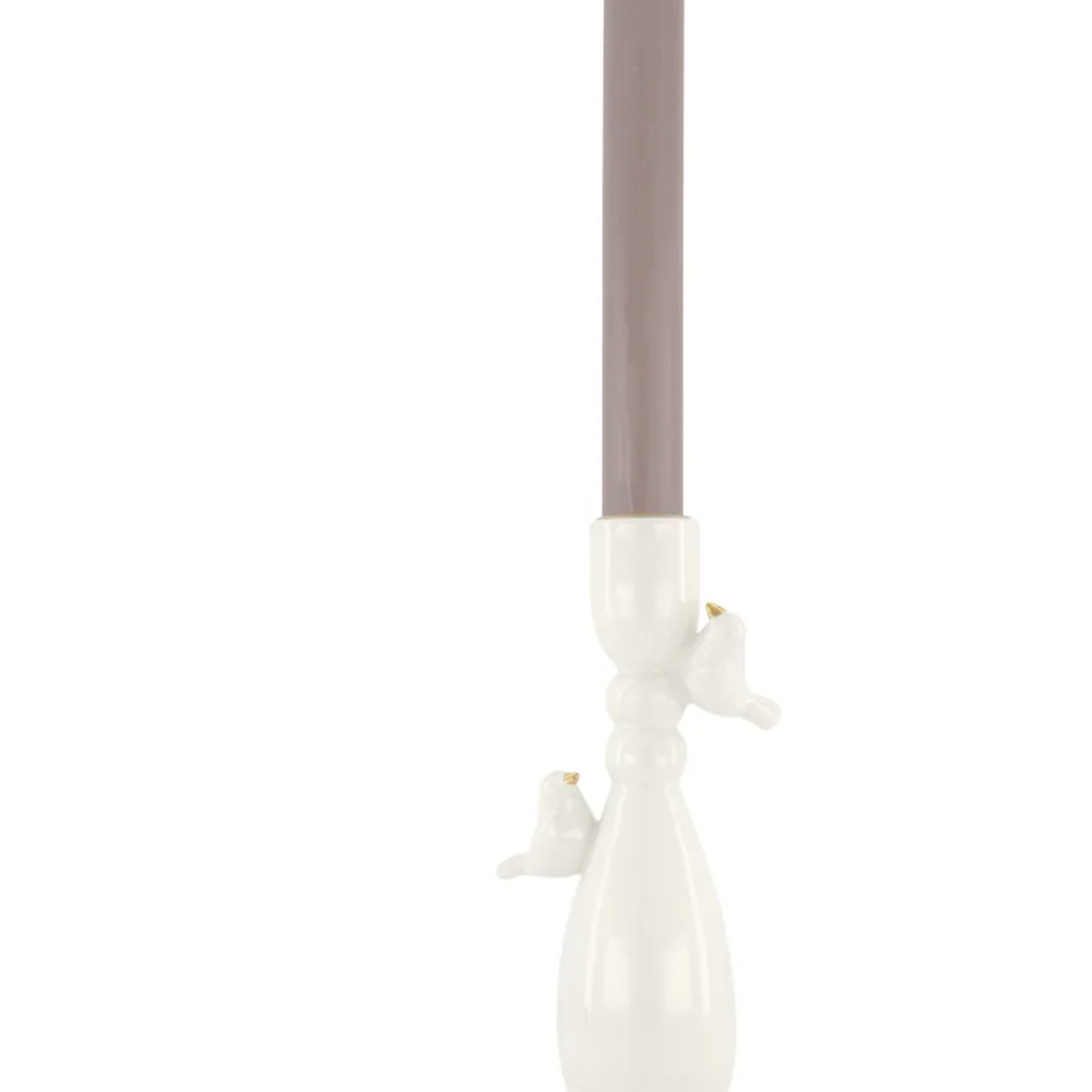 ZUSSS ZUSSS - Keramieken kandelaar vogeltjes wit/goud