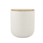 ZUSSS ZUSSS - Keramieken bewaarpot met houteb deksel hartjes 12cm wit