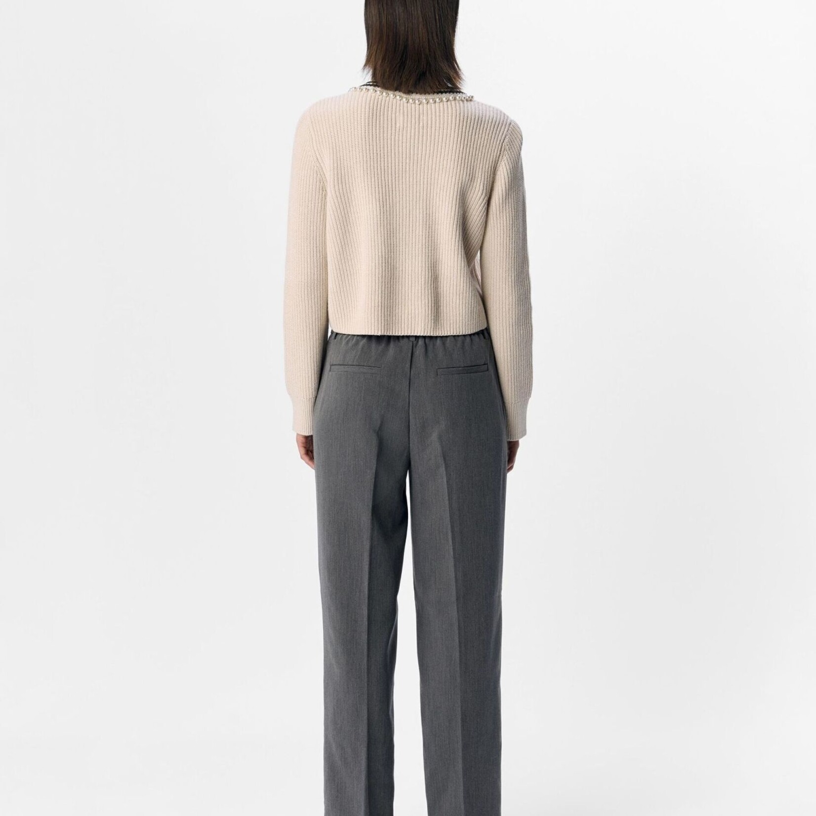 OBJECT OBJECT - Gebreid vest perla white sand/sky captal Maat S