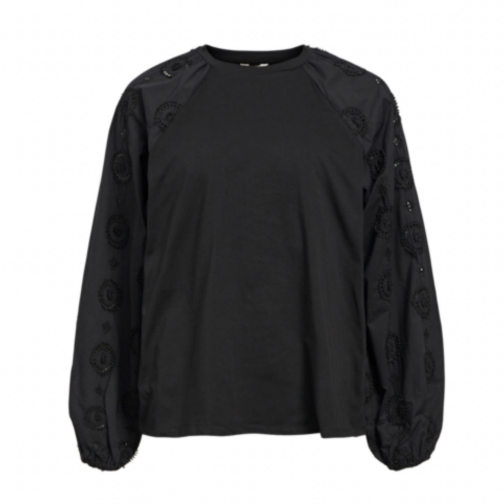 OBJECT OBJECT - Top Ivy met ballon mouw zwart