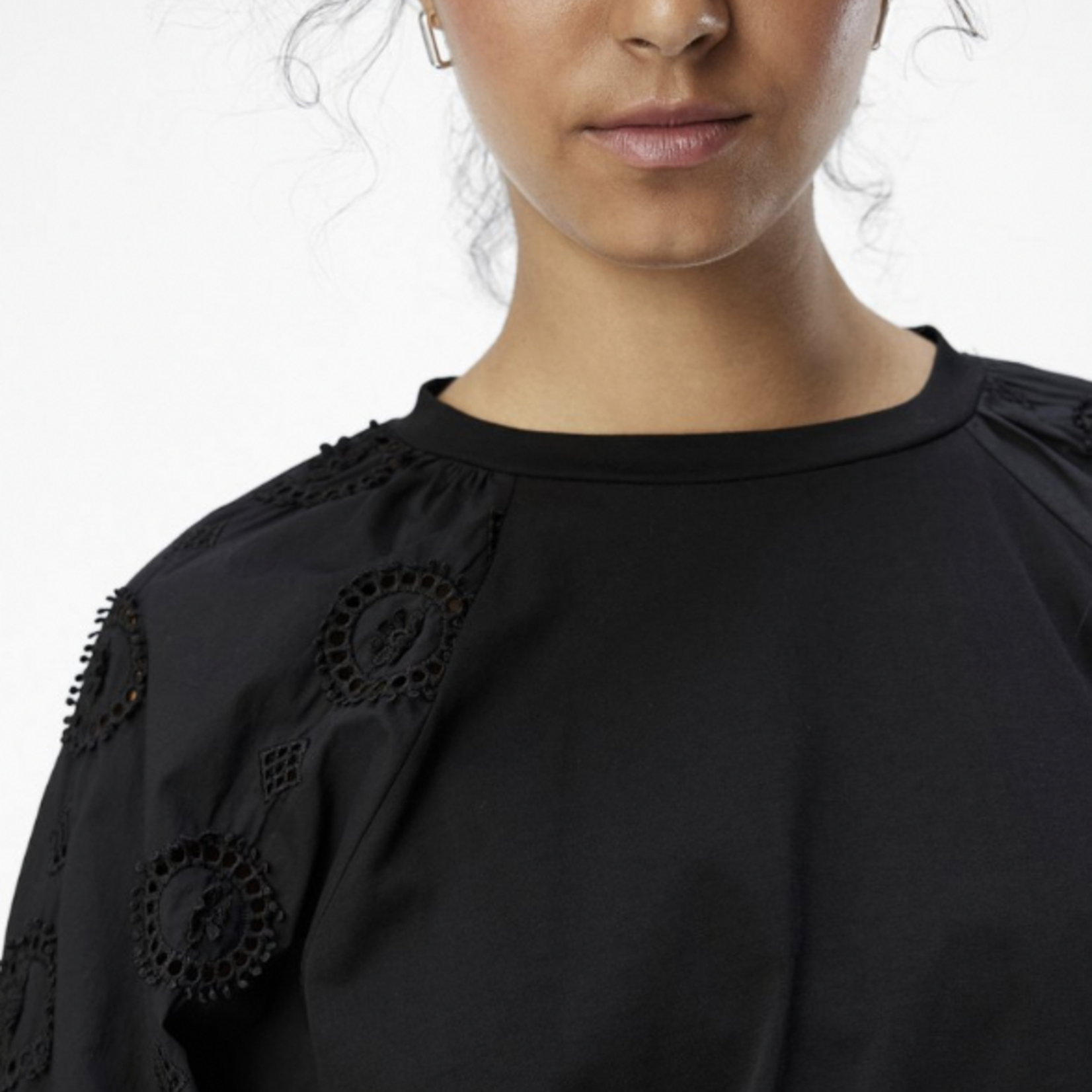 OBJECT OBJECT - Top Ivy met ballon mouw zwart