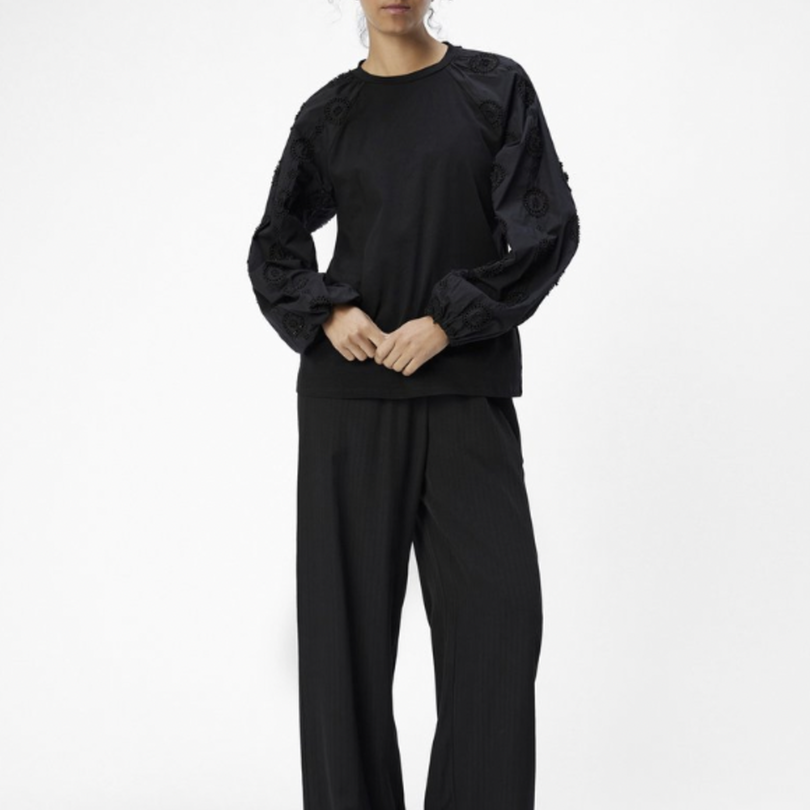 OBJECT OBJECT - Top Ivy met ballon mouw zwart