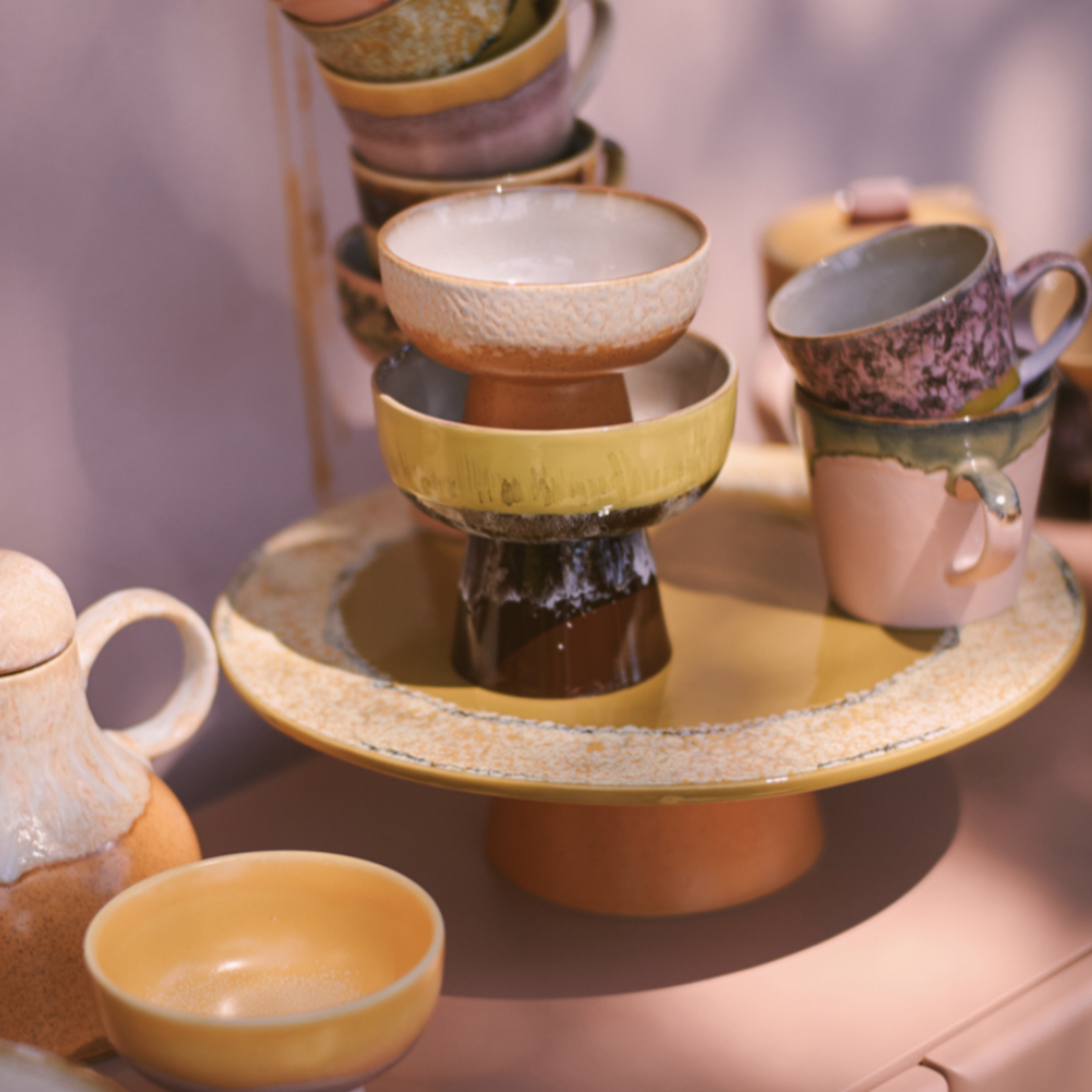 HKLIVING HKLIVING - 70's Tapas schaal op voet Dunes KST0054