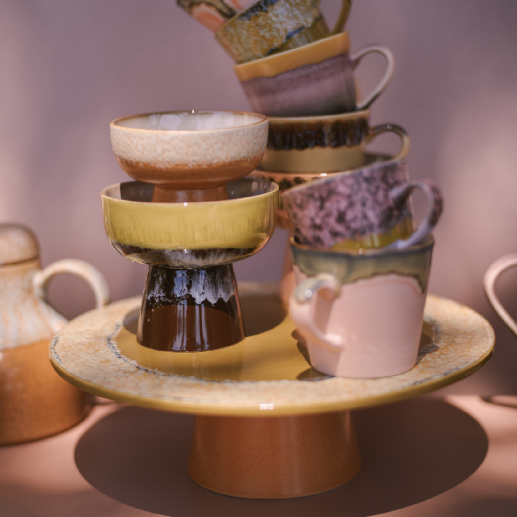 HKLIVING HKLIVING - 70's Tapas schaal op voet L Creek KST0052