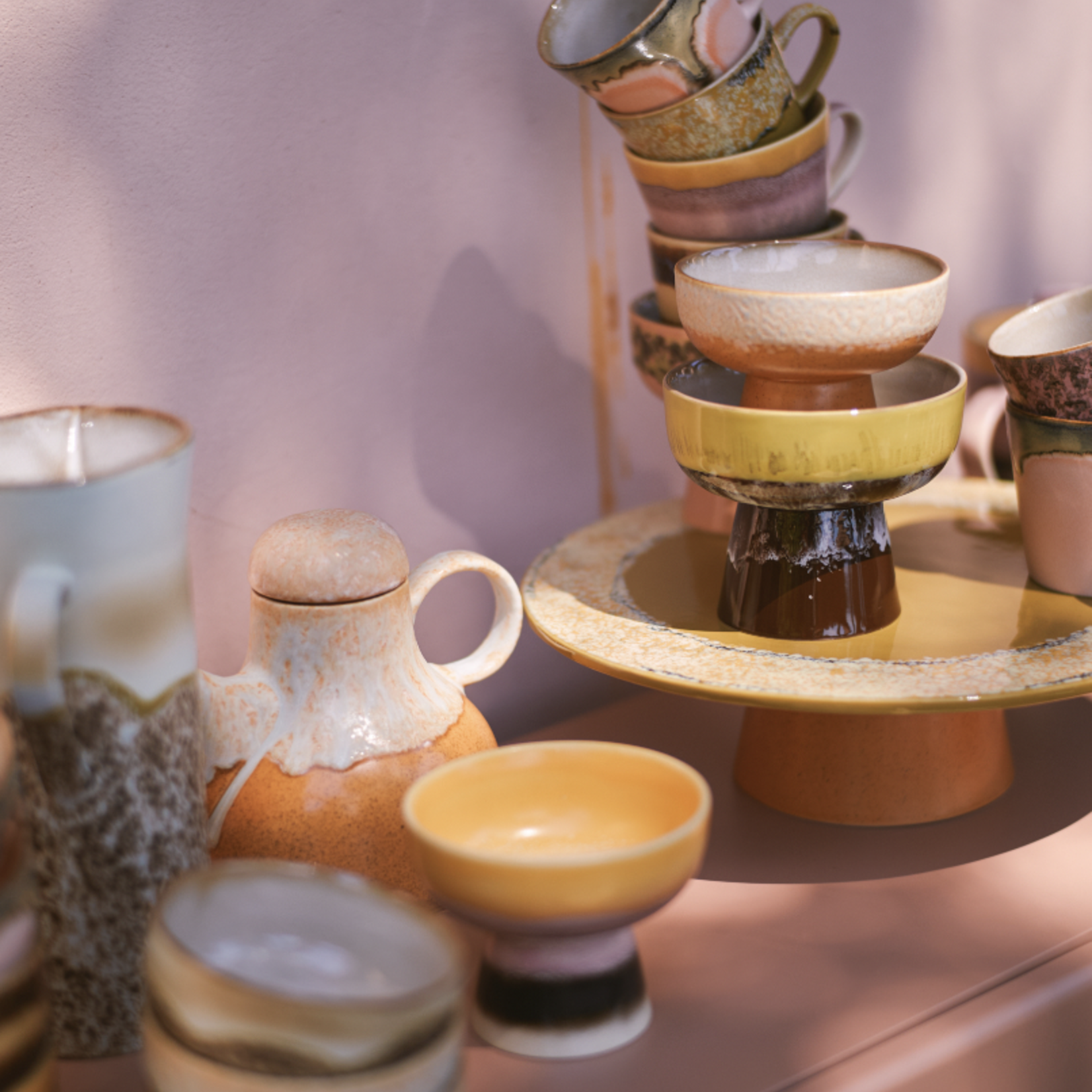 HKLIVING HKLIVING - 70's Tapas schaal op voet L Creek KST0052