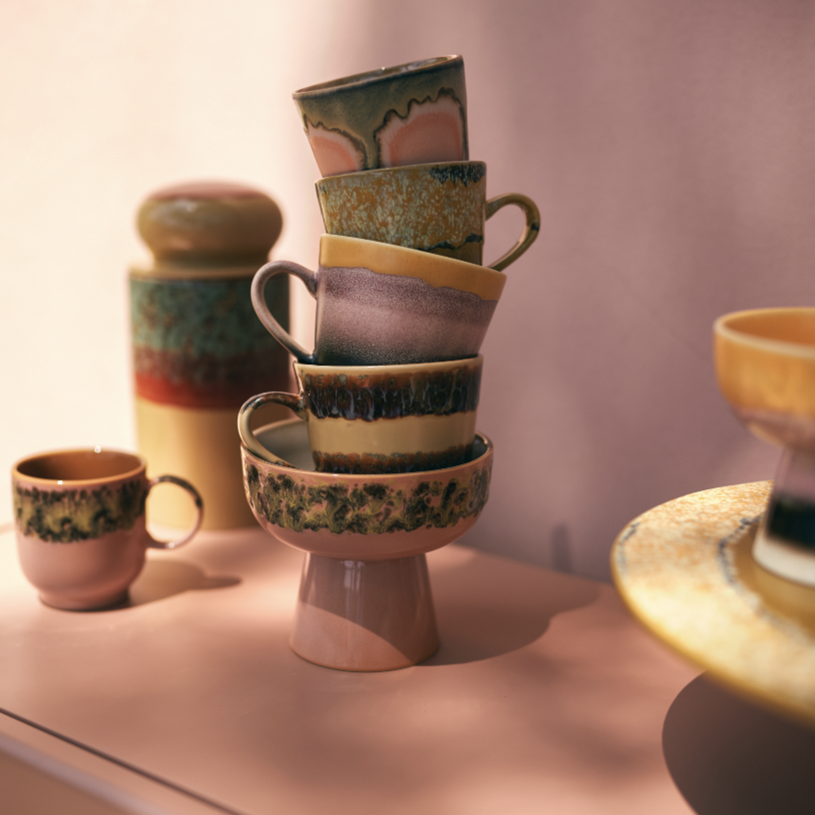 HKLIVING HKLIVING - 70's Tapas schaal op voet L Lush KST0053