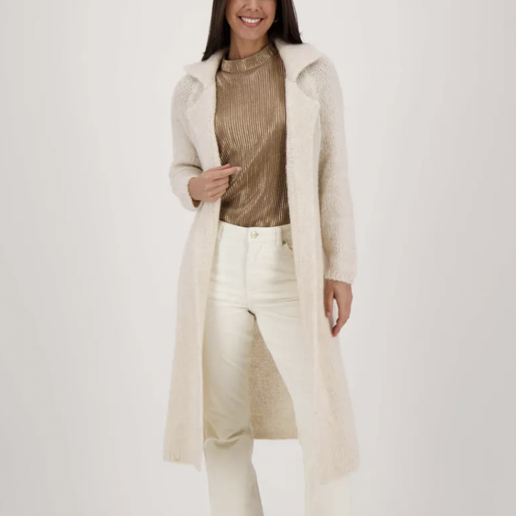 ZUSSS ZUSSS - Lang vest met reverkraag zand