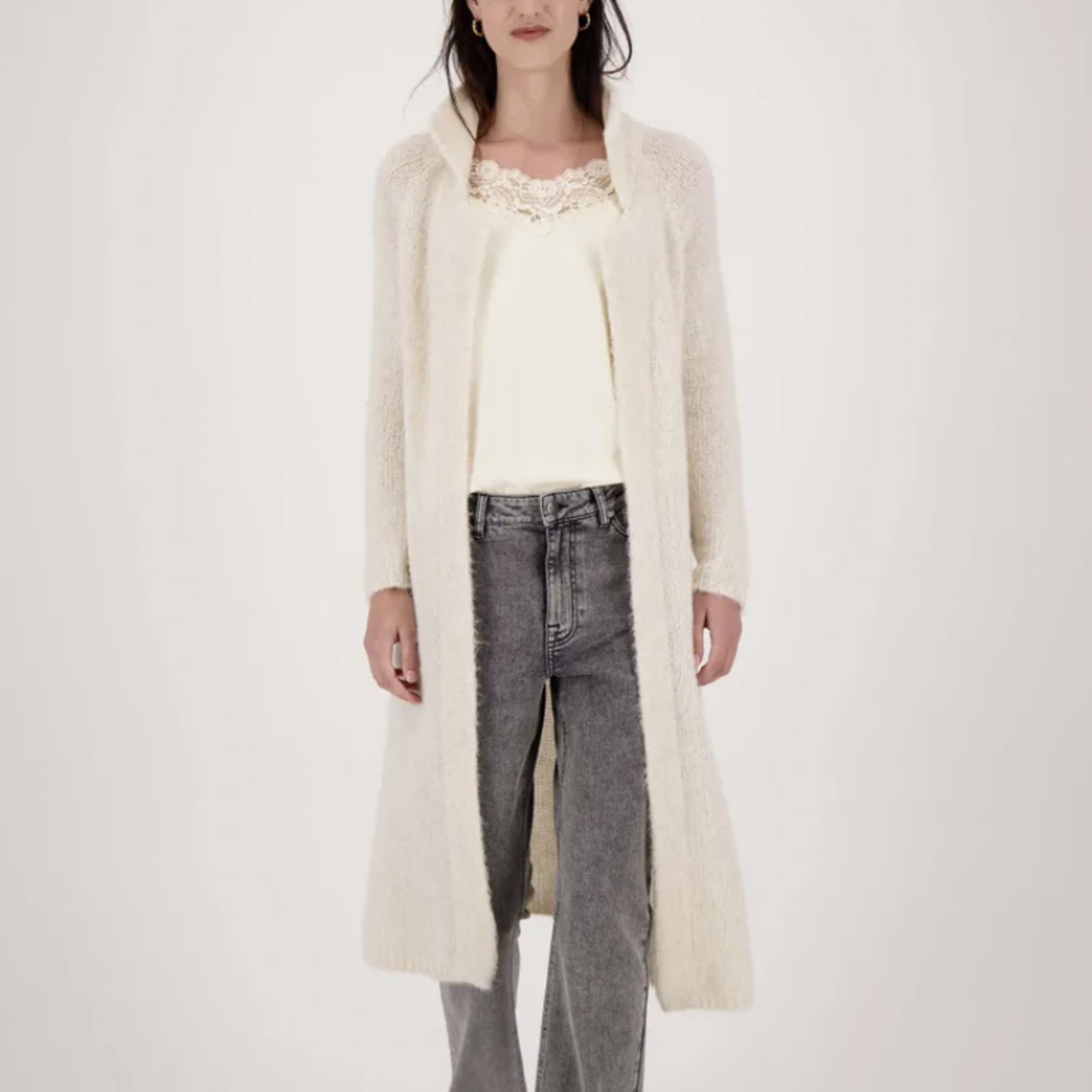 ZUSSS ZUSSS - Lang vest met reverkraag zand