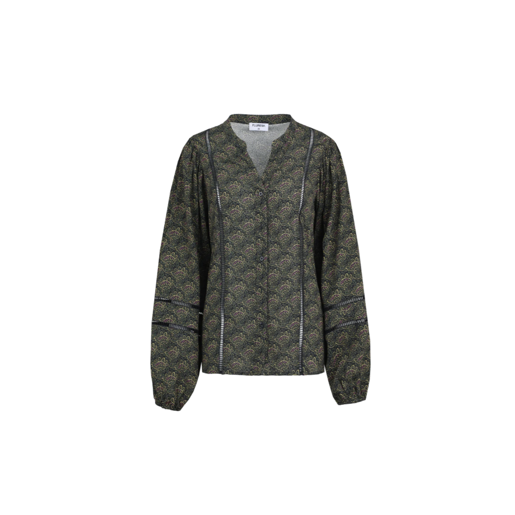 FLURESK FLURESK - Blouse Tazz black/teagreen