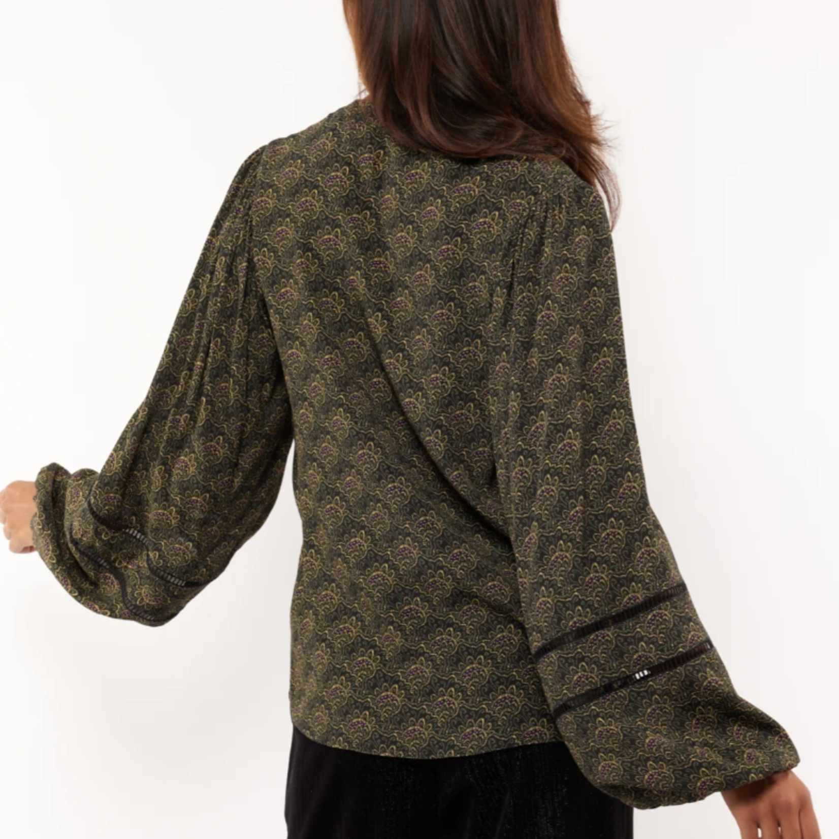 FLURESK FLURESK - Blouse Tazz black/teagreen