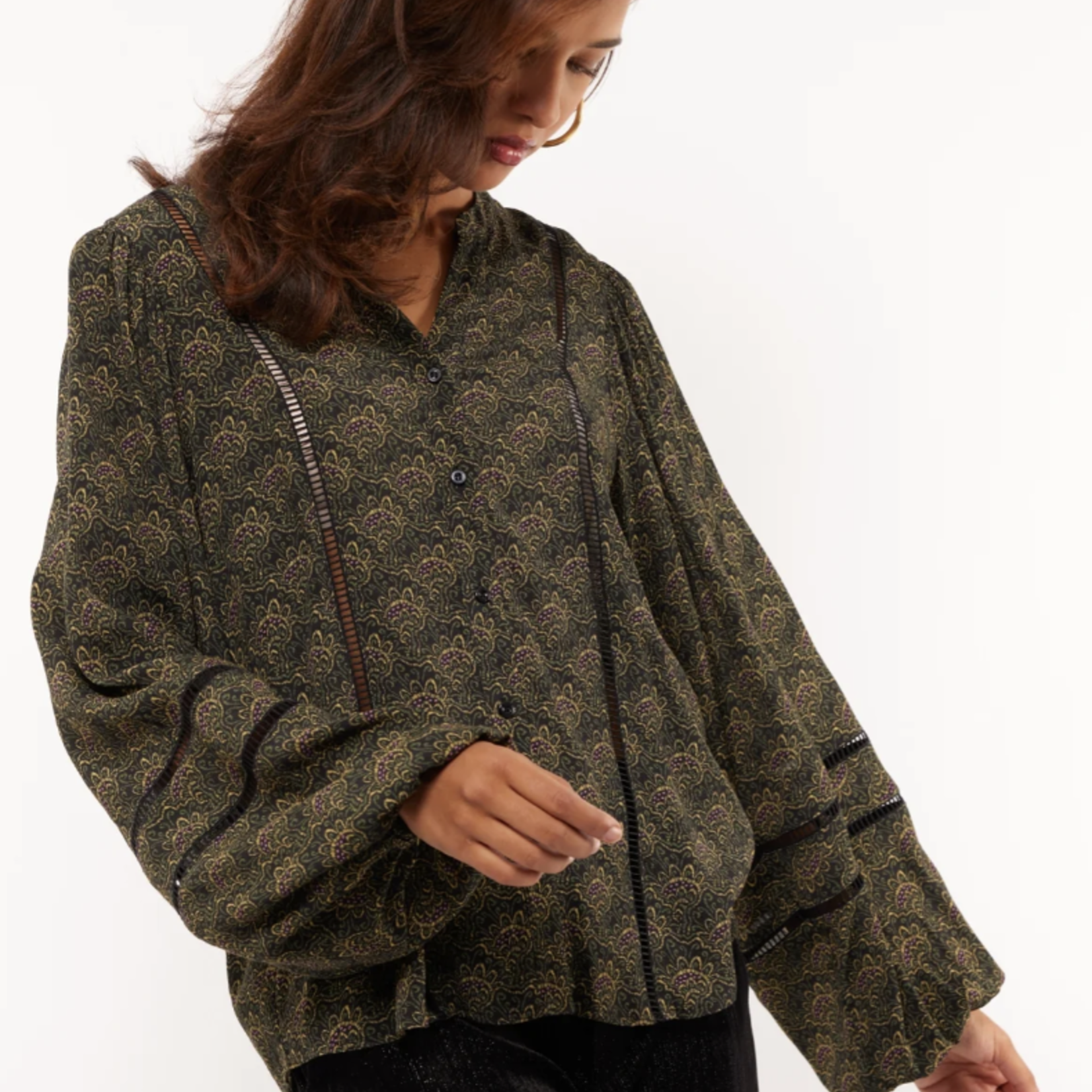 FLURESK FLURESK - Blouse Tazz black/teagreen