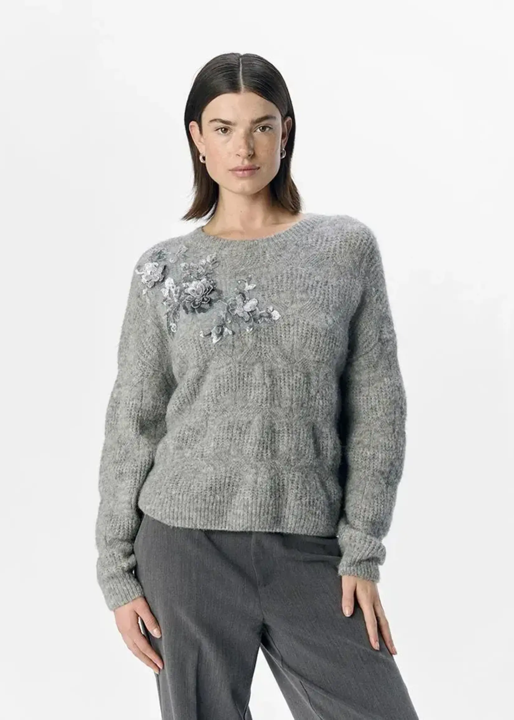 OBJECT OBJECT - Gebreide pullover Asta grey melange MAAT XS