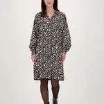 ZUSSS ZUSSS - Jurk blaadjes print met lurex zwart