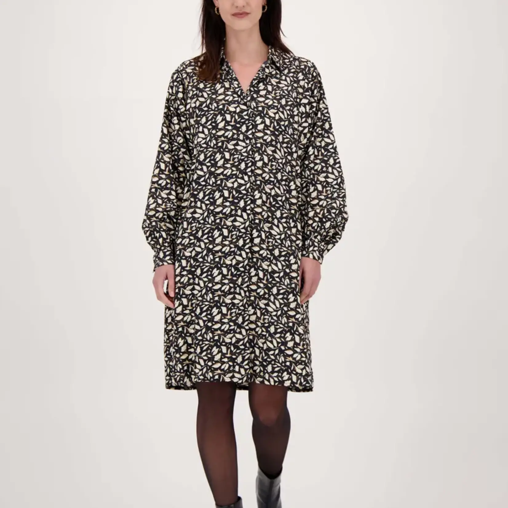 ZUSSS ZUSSS - Jurk blaadjes print met lurex zwart