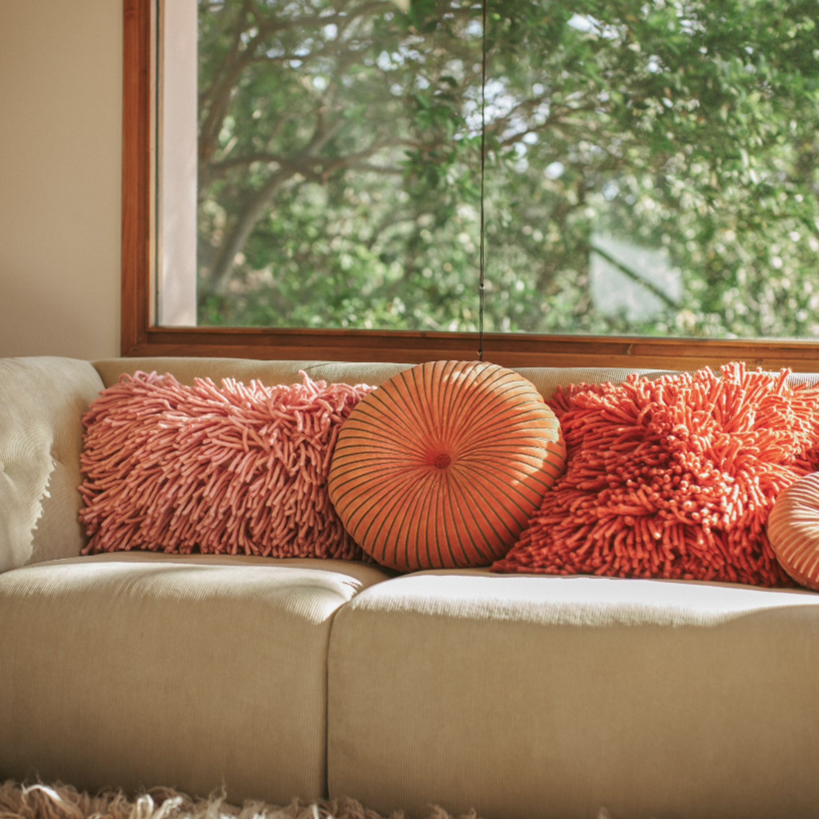 HKLIVING HKLIVING - Kussen rond met golvend patroon Sienna 50x50cm TCU0010