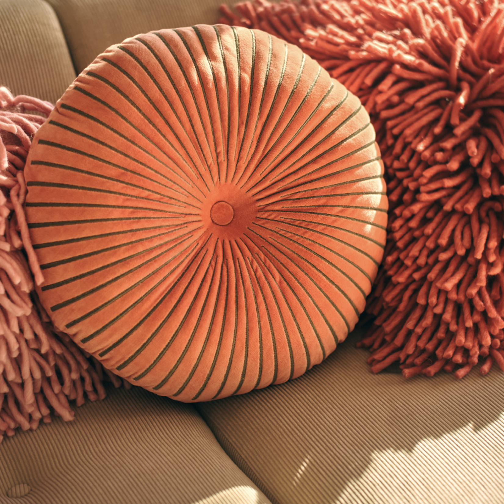 HKLIVING HKLIVING - Kussen rond met golvend patroon Sienna 50x50cm TCU0010