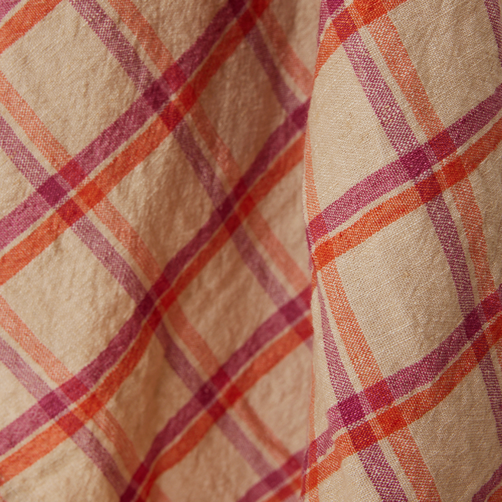 HKLIVING HKLIVING - Vida check theedoek aardbei/room 50x70cm