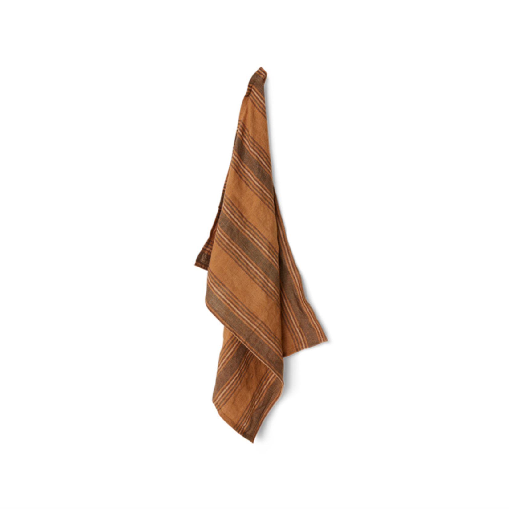 HKLIVING HKLIVING - Vida gestreepte theedoek amber/grijs 50x70cm