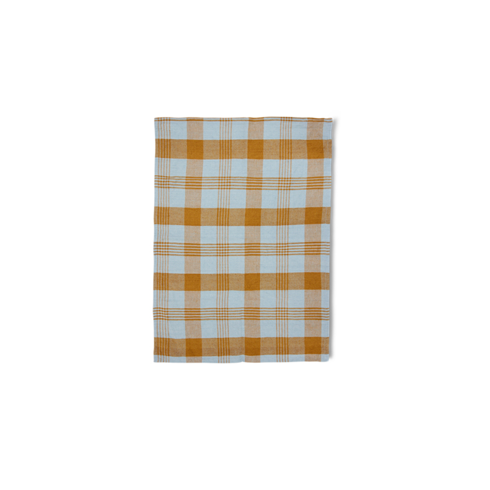 HKLIVING HKLIVING - Theedoek Vida geblokt amber/blue 50x70cm