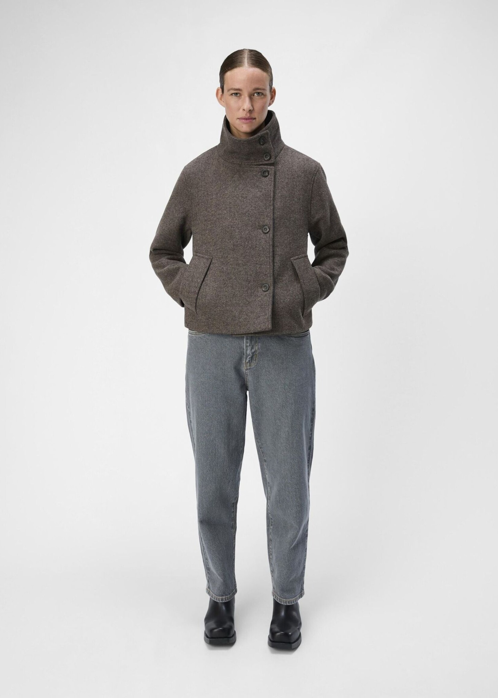 OBJECT OBJECT - Riki short coat morel melange