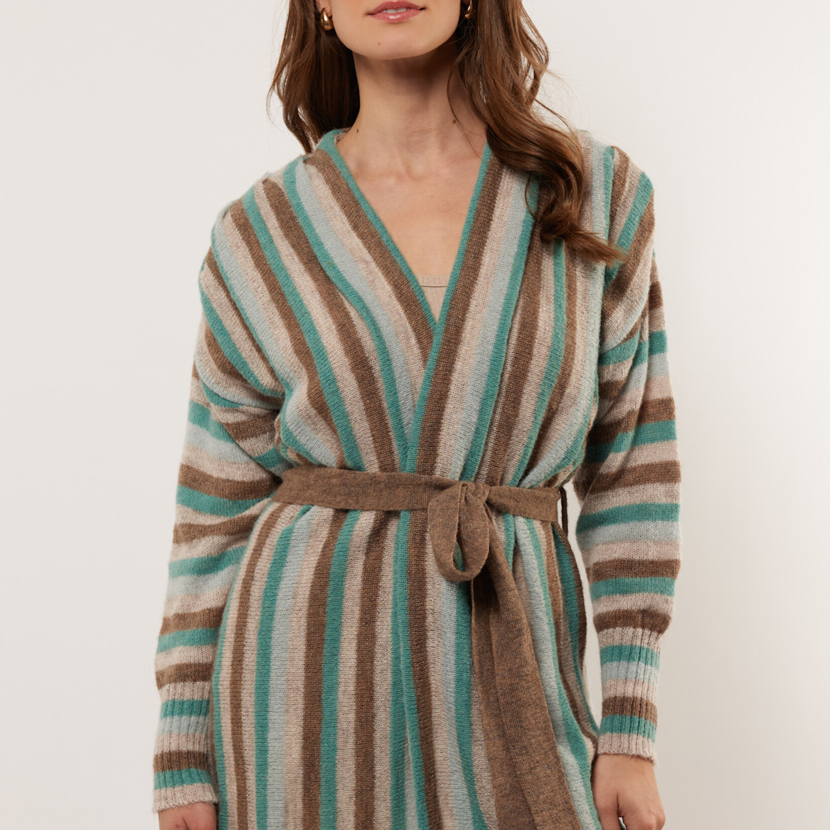 G-MAXX G-MAXX - Vest Amina gebreid Gravel/Arctic Blue Maat XXL