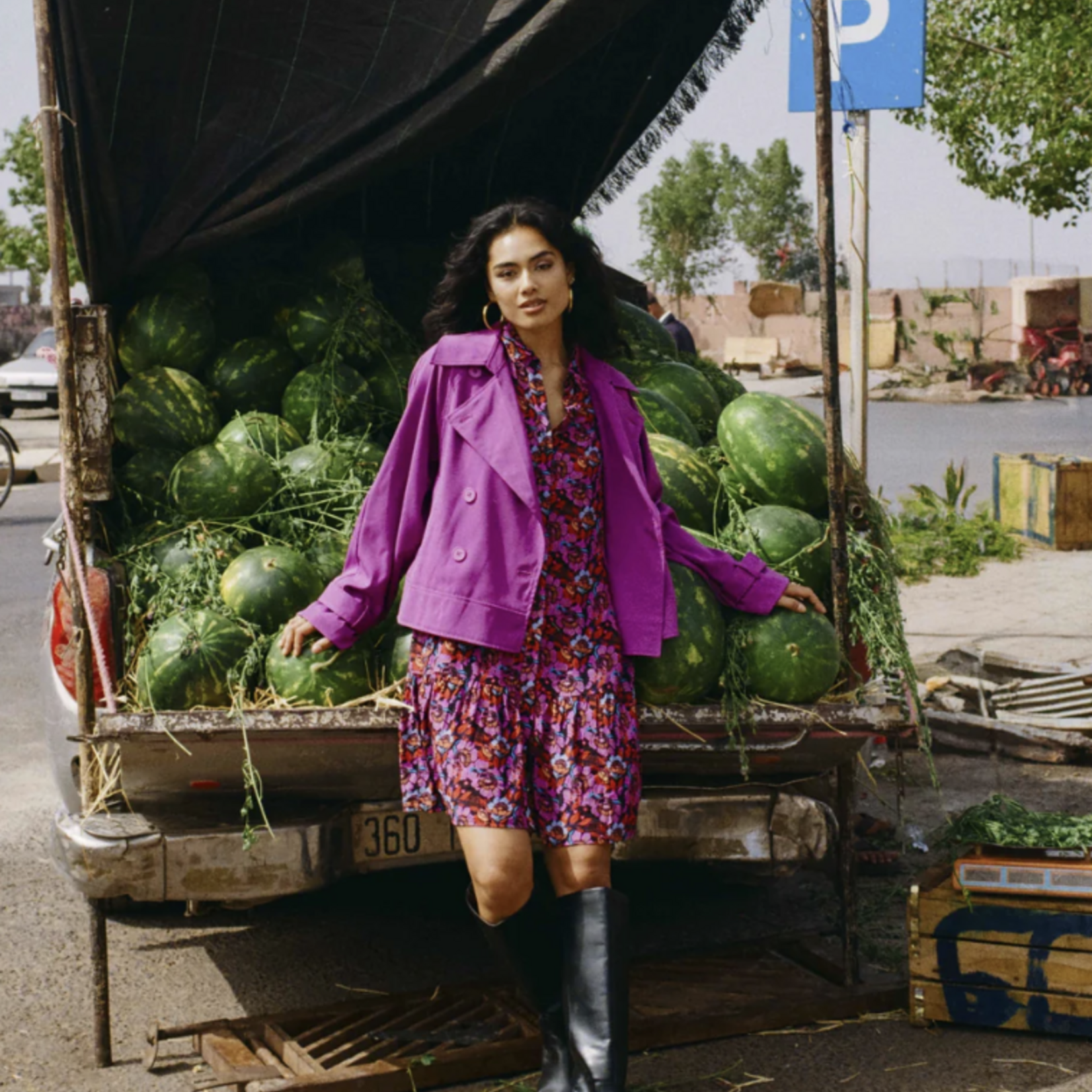 FLURESK FLURESK - Jurk Koa black/purple orchid