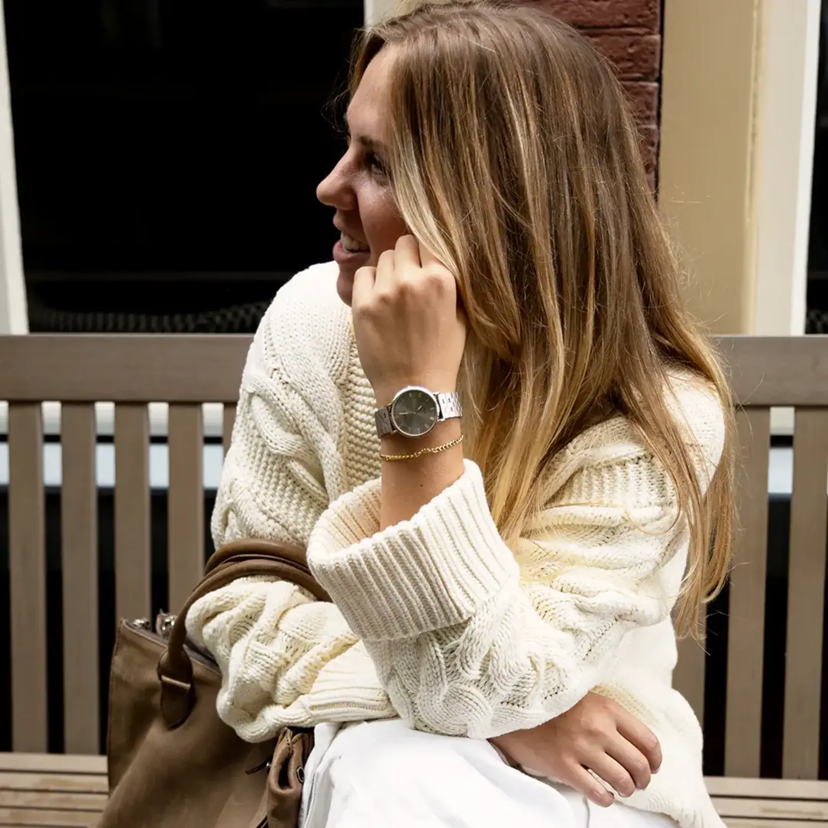 OOZOO OOZOO - Horloge Taupe met mesh band